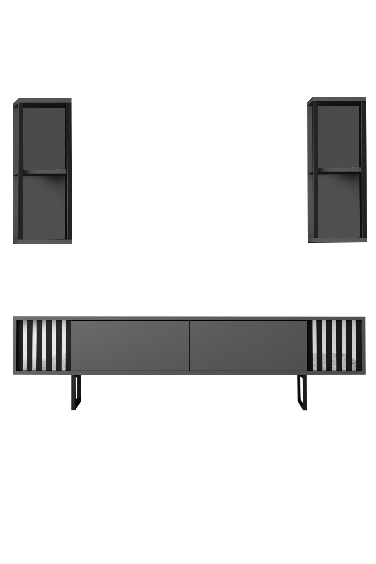 Chrome Line TV cabinet wood veneer anthracite black