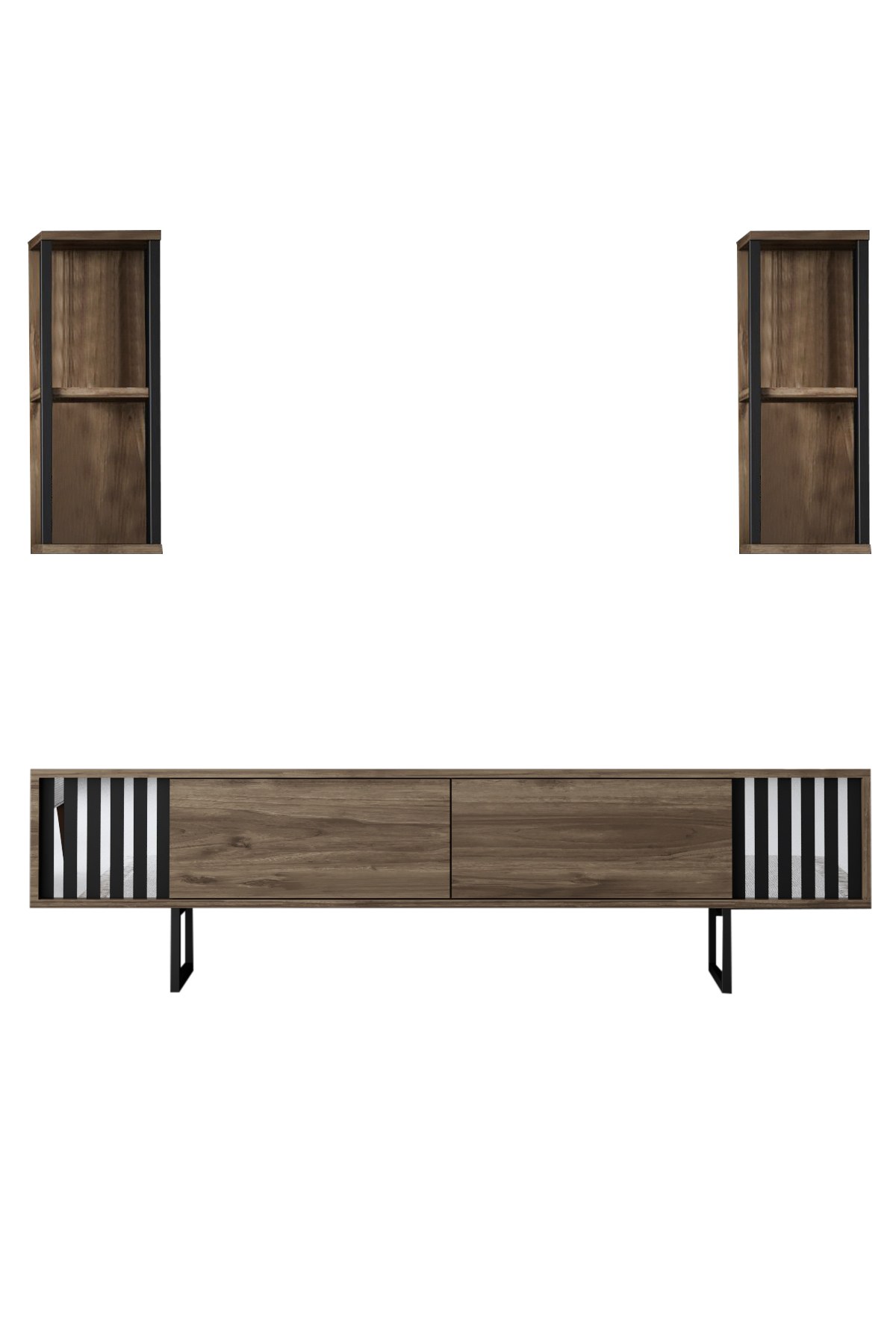 Mobile porta TV Chrome Line impiallacciatura di legno nero