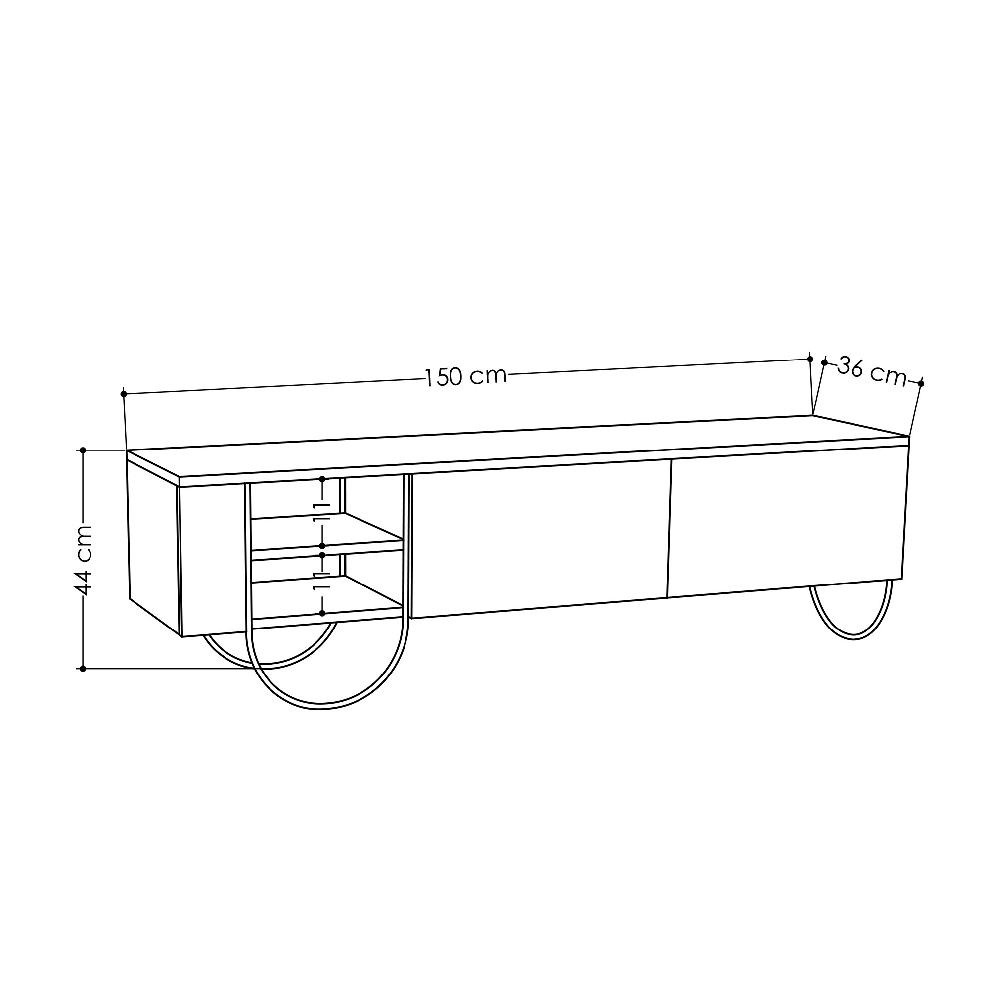 Norfolk Mobile basso Legno impiallacciato Light Mocha