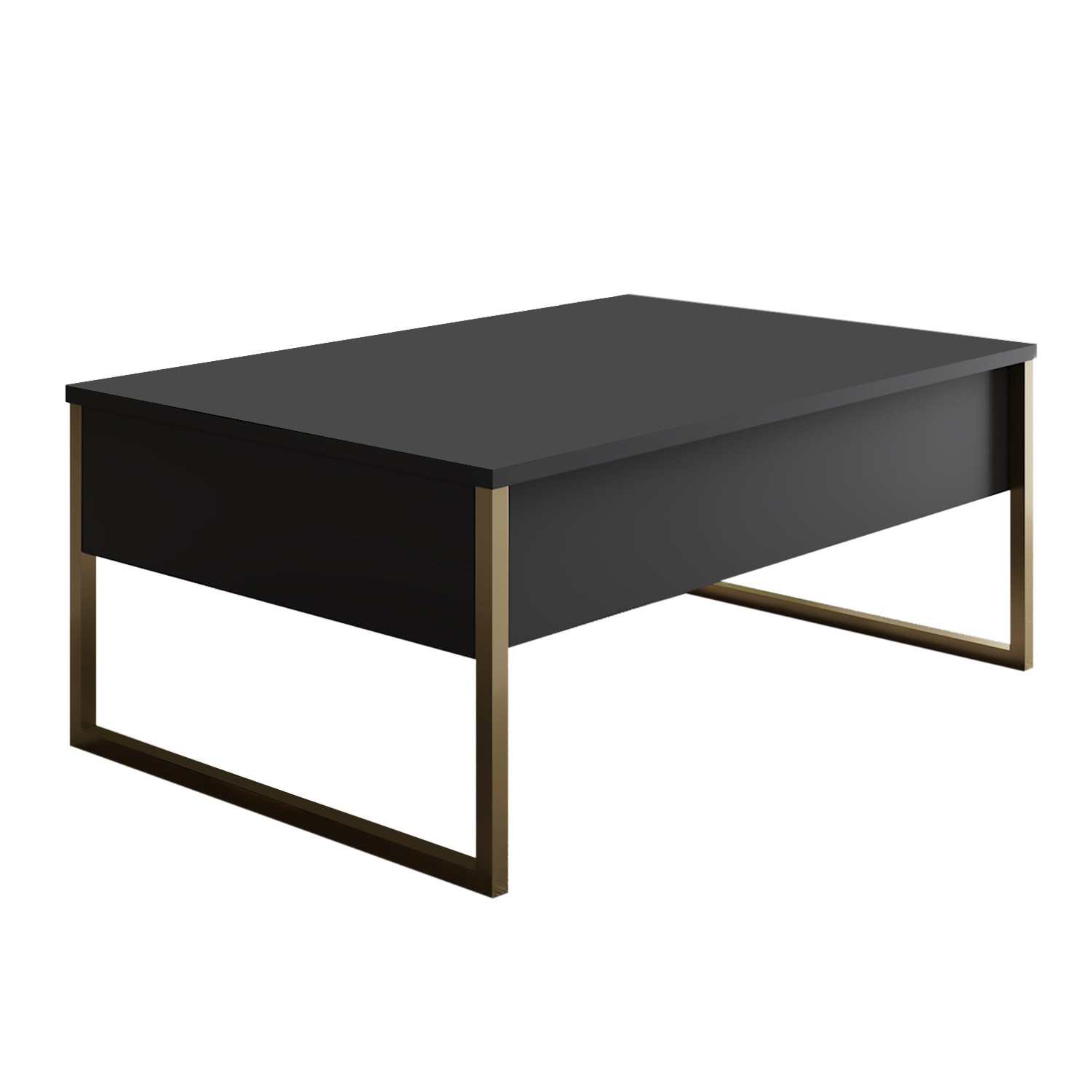 Luxe Coffee Table Wood Veneer Anthracite Gold