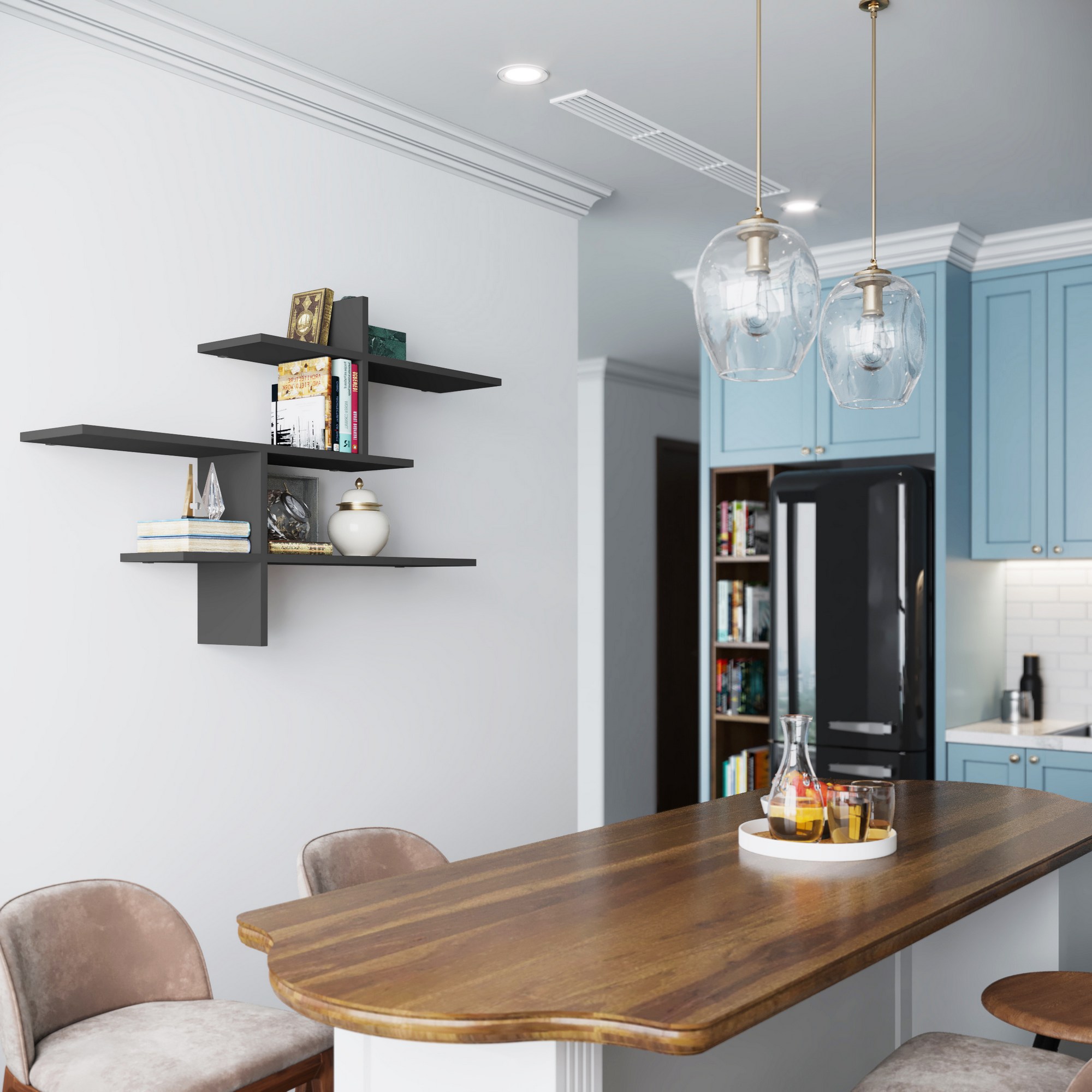 Leo Wall shelf Wood veneer Anthracite