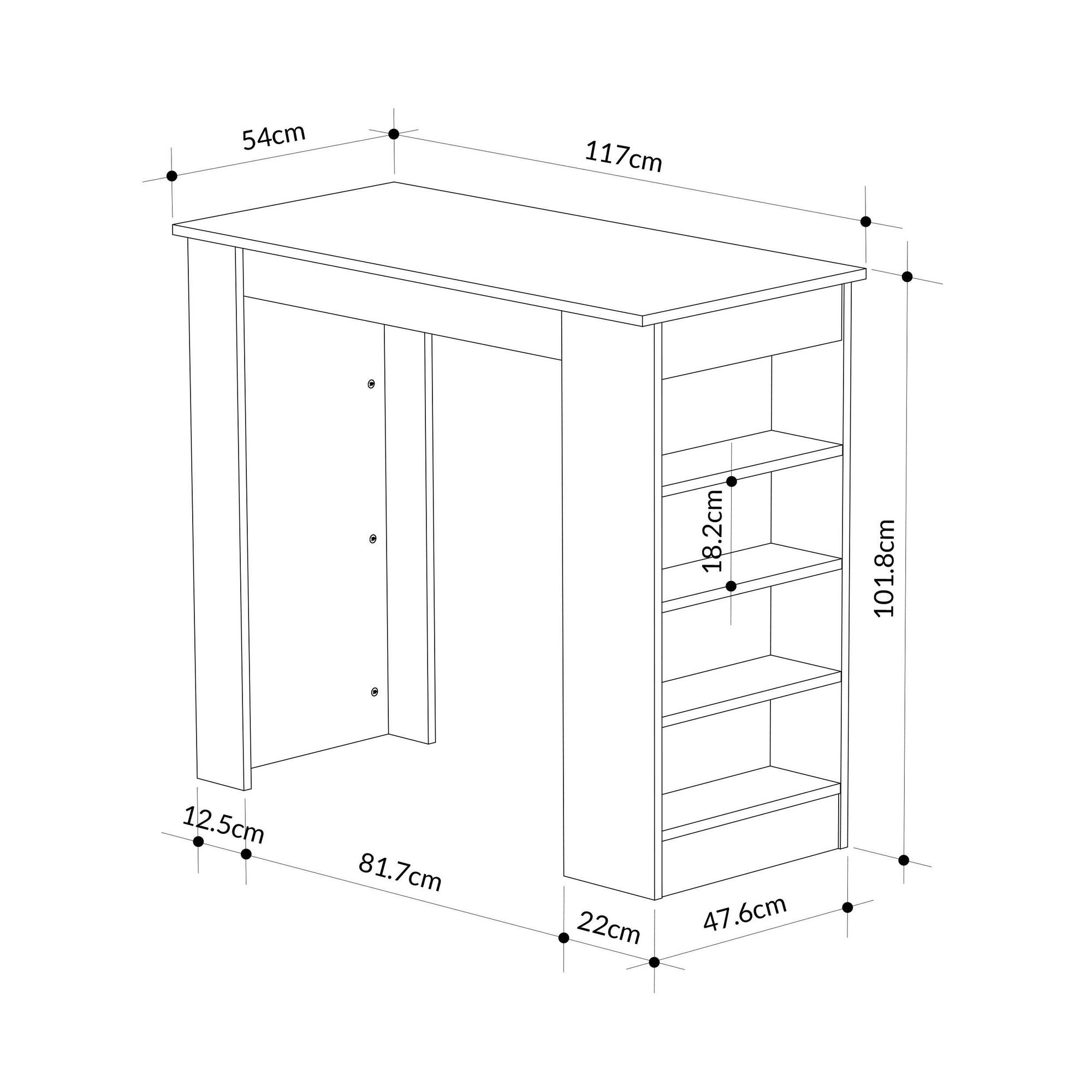 Swallow Bartisch Holzfurnier Weiß