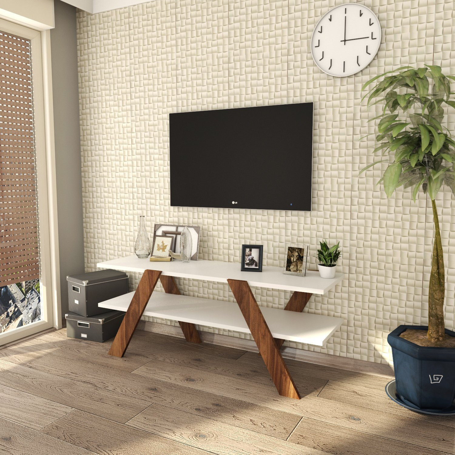 Basic Lowboard Wood Veneer White