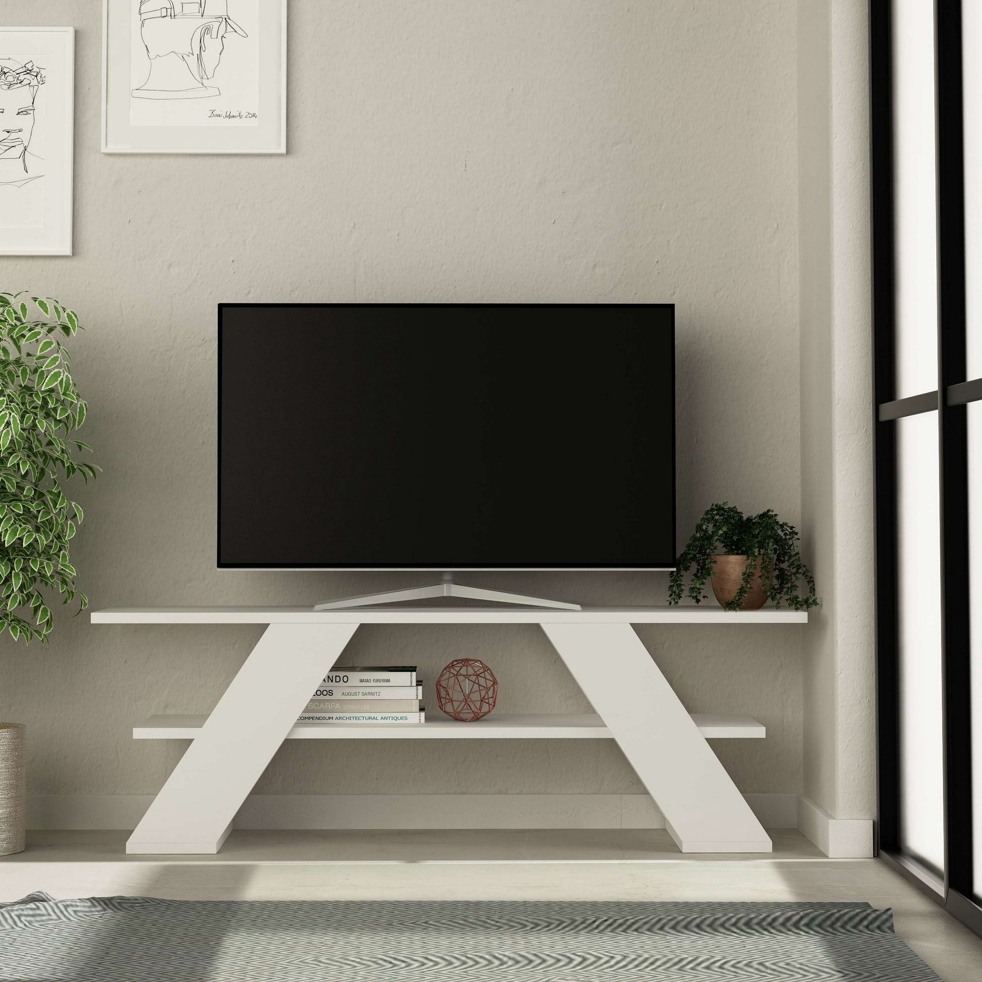 Farfalla Lowboard White Wood Veneer