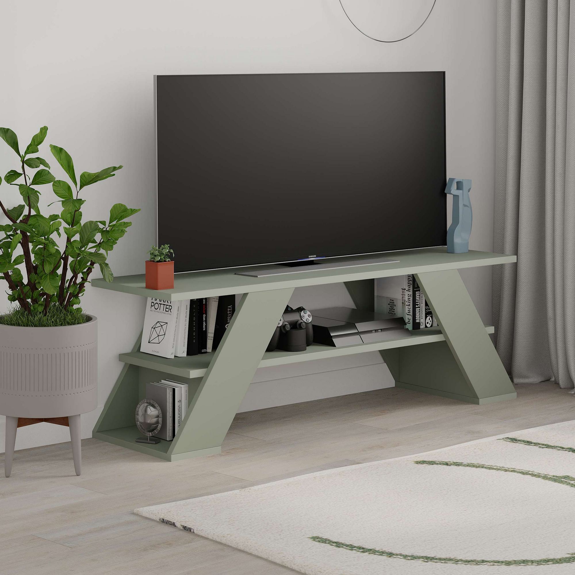 Farfalla Lowboard Wood Veneer Green