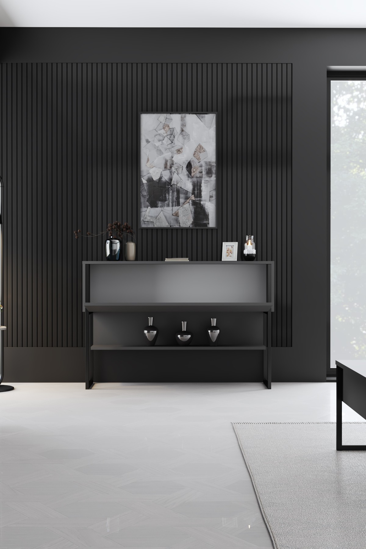 Luxury Sideboard Wood Veneer Black Anthracite