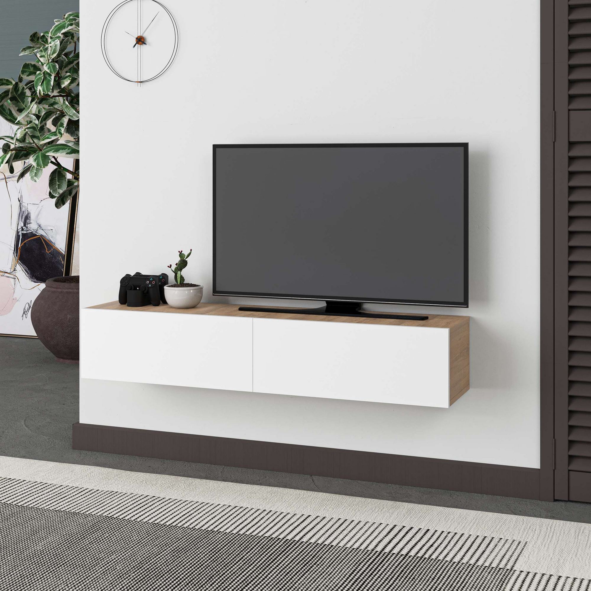Francy 135 Lowboard Wood Veneer Sapphire White