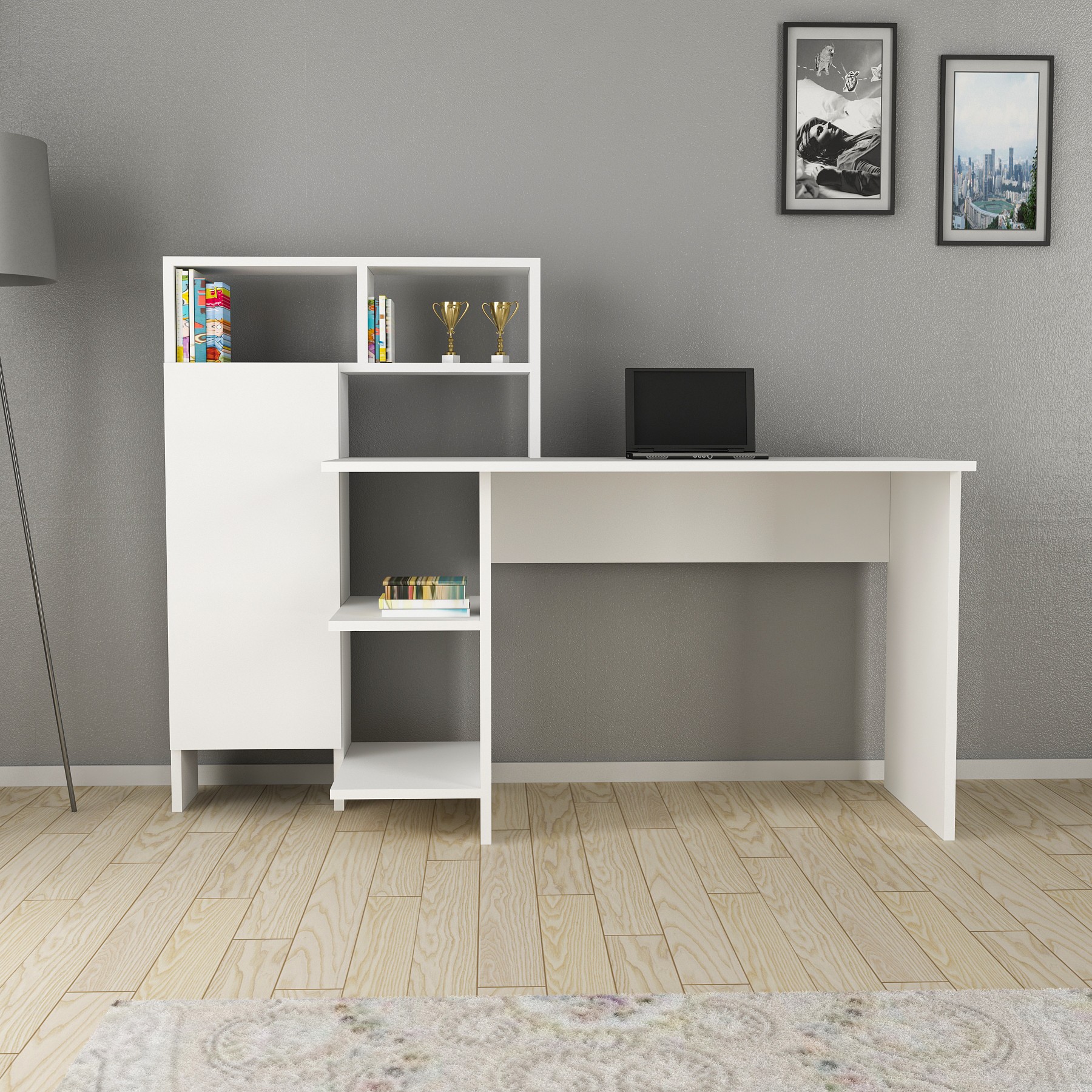 Bugra Desk Wood Veneer White