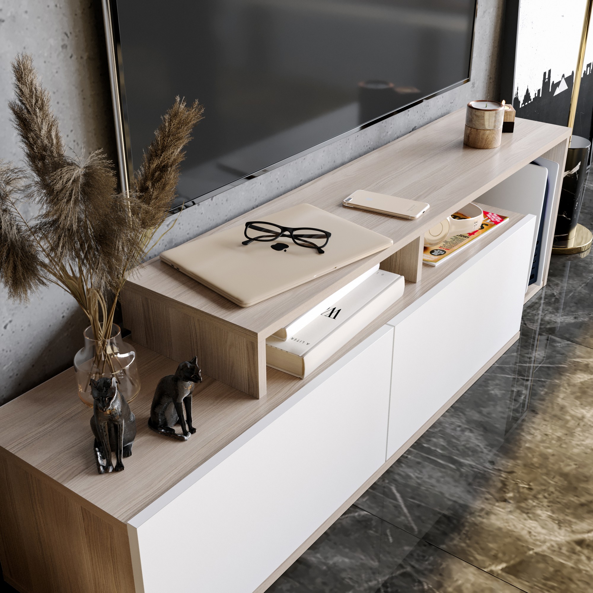 Nexera Lowboard Wood Veneer Cordoba White