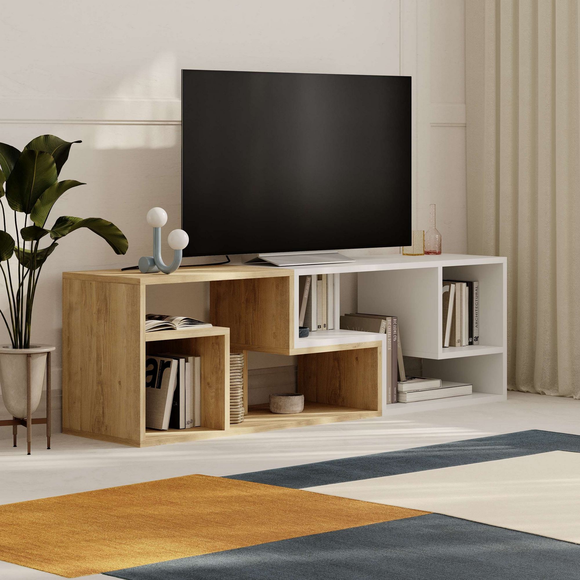 Glis Lowboard Wood veneer Sapphire White