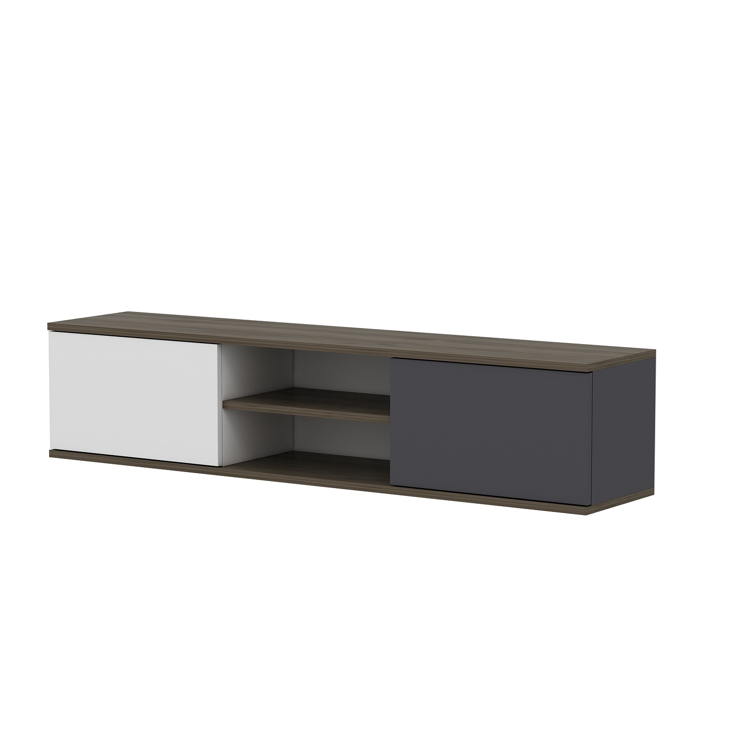 Ayze Lowboard Holzfurnier Anthrazit Weiß