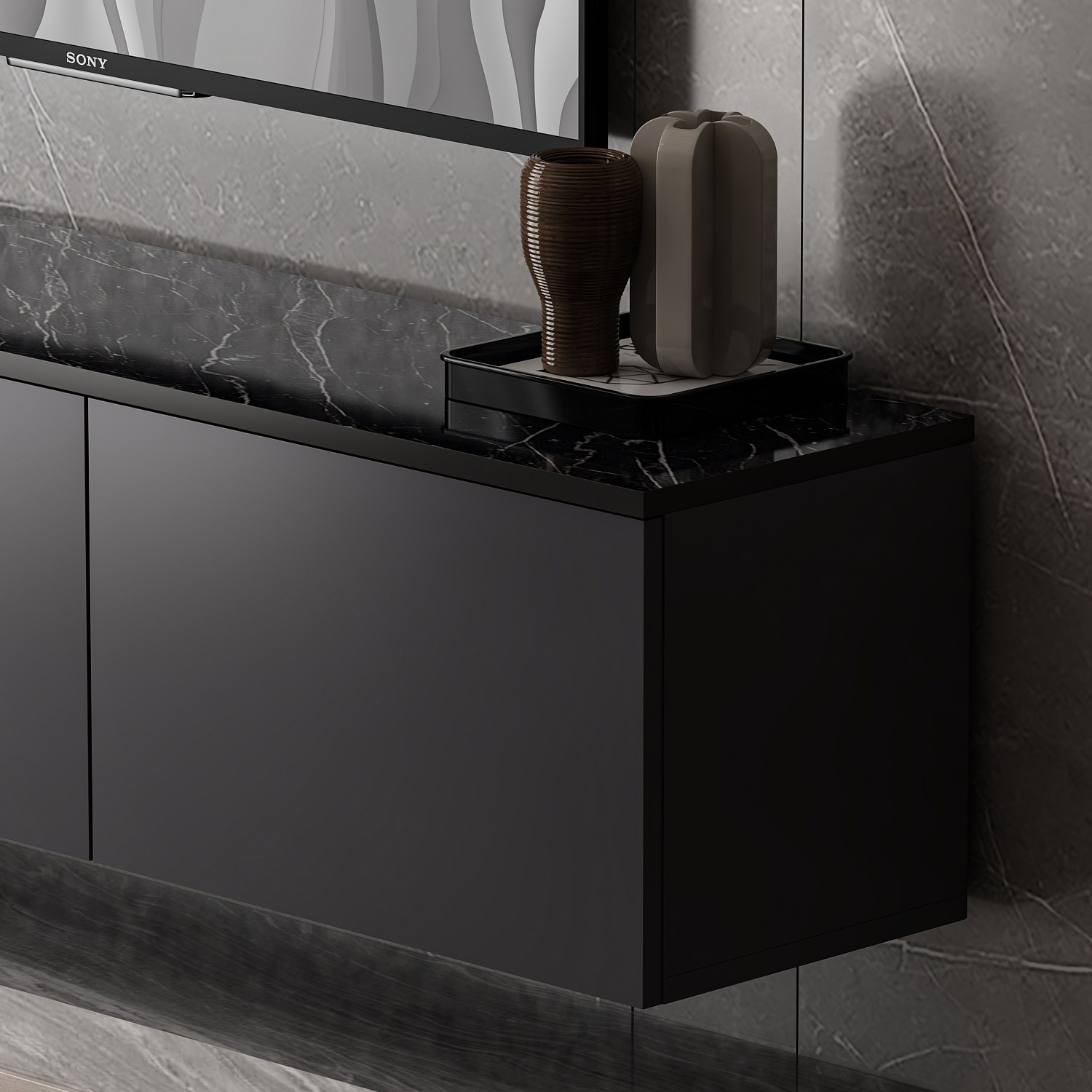 Neon Lowboard Wood veneer Anthracite