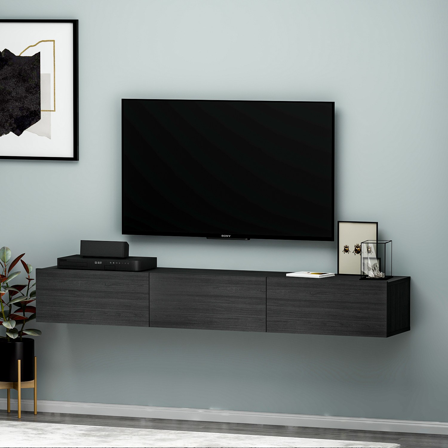 Terra Lowboard Holzfurnier Schwarz