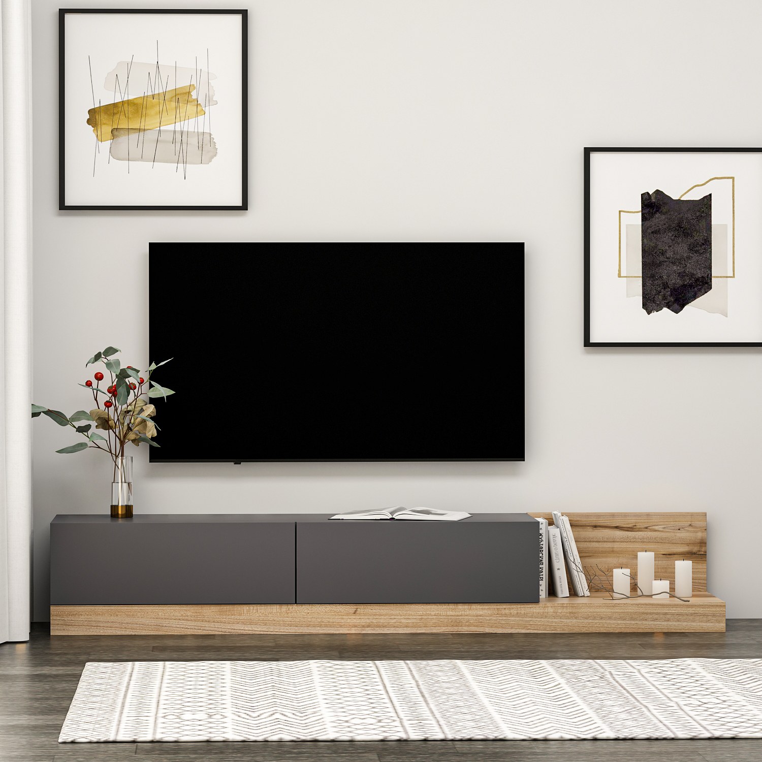 Majör Lowboard Wood Veneer Anthracite