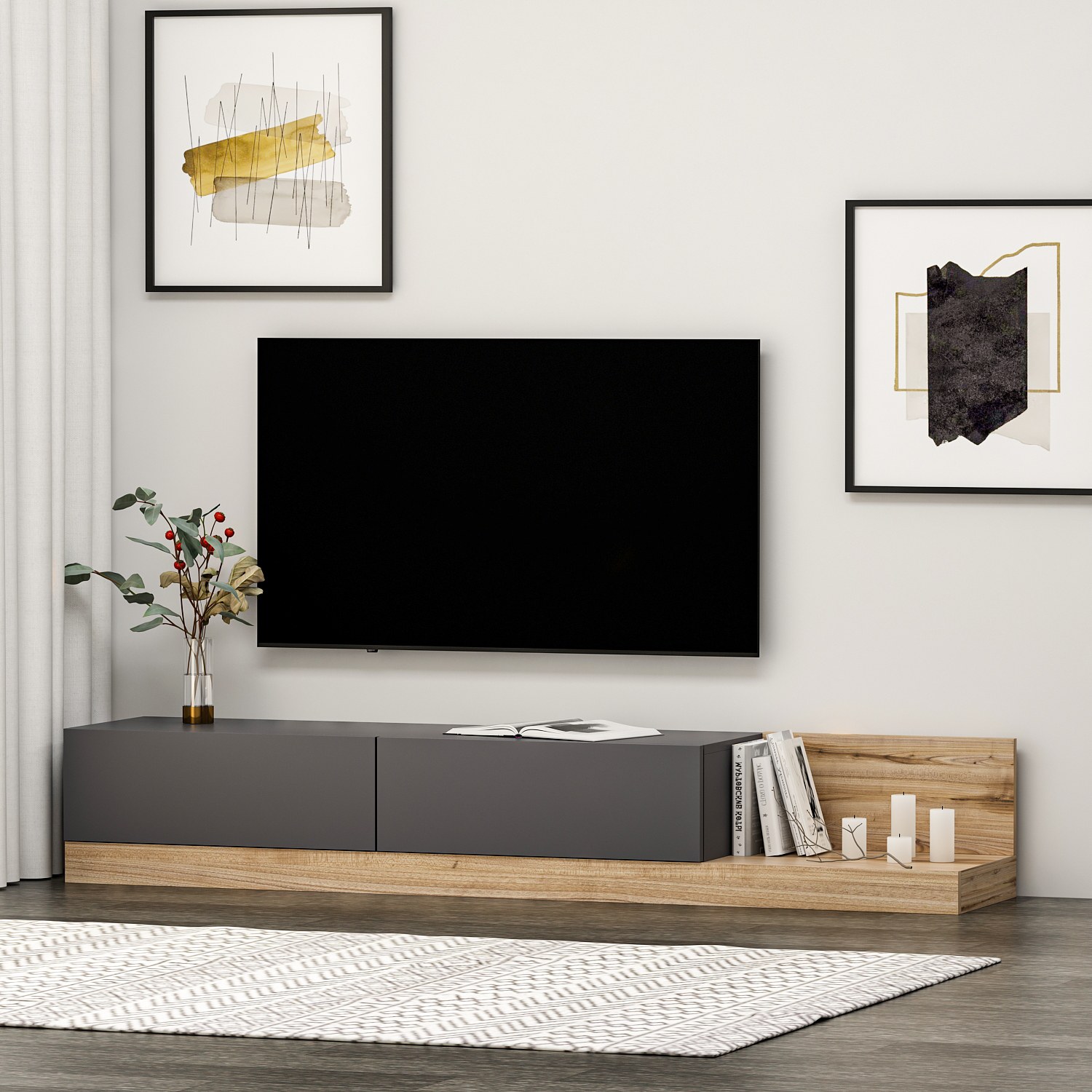 Majör Lowboard Wood Veneer Anthracite
