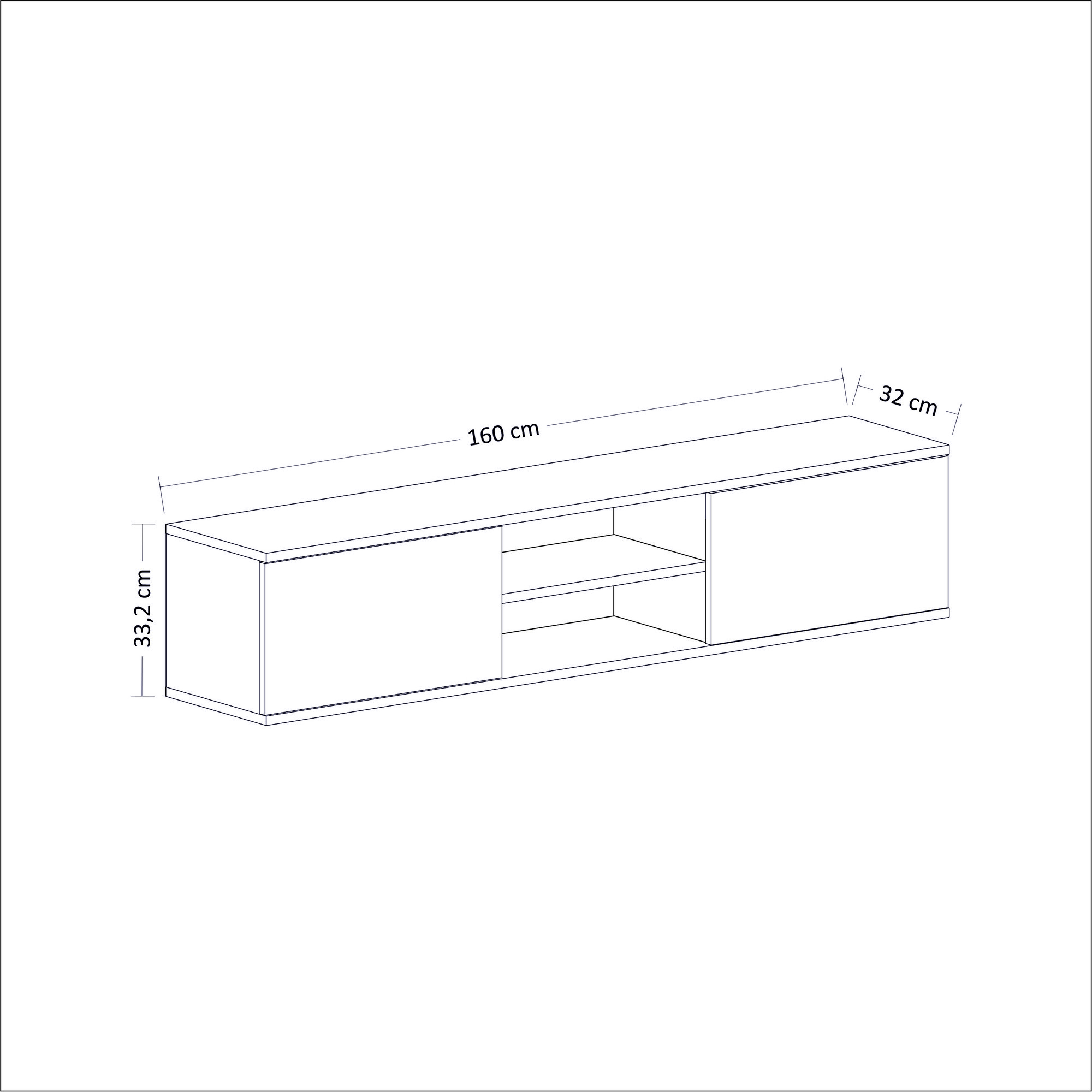 Ayze Lowboard Wood Veneer Anthracite White