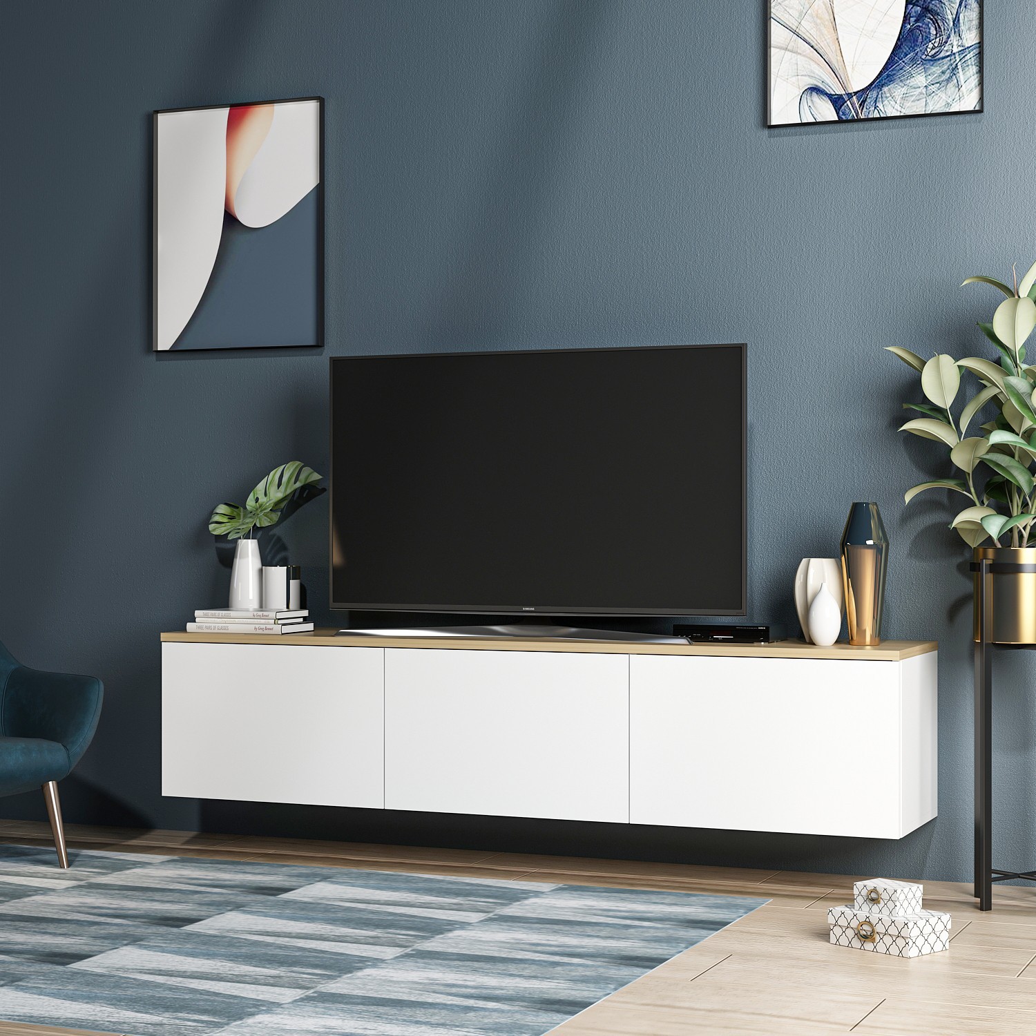 Neon Lowboard Wooden veneer White
