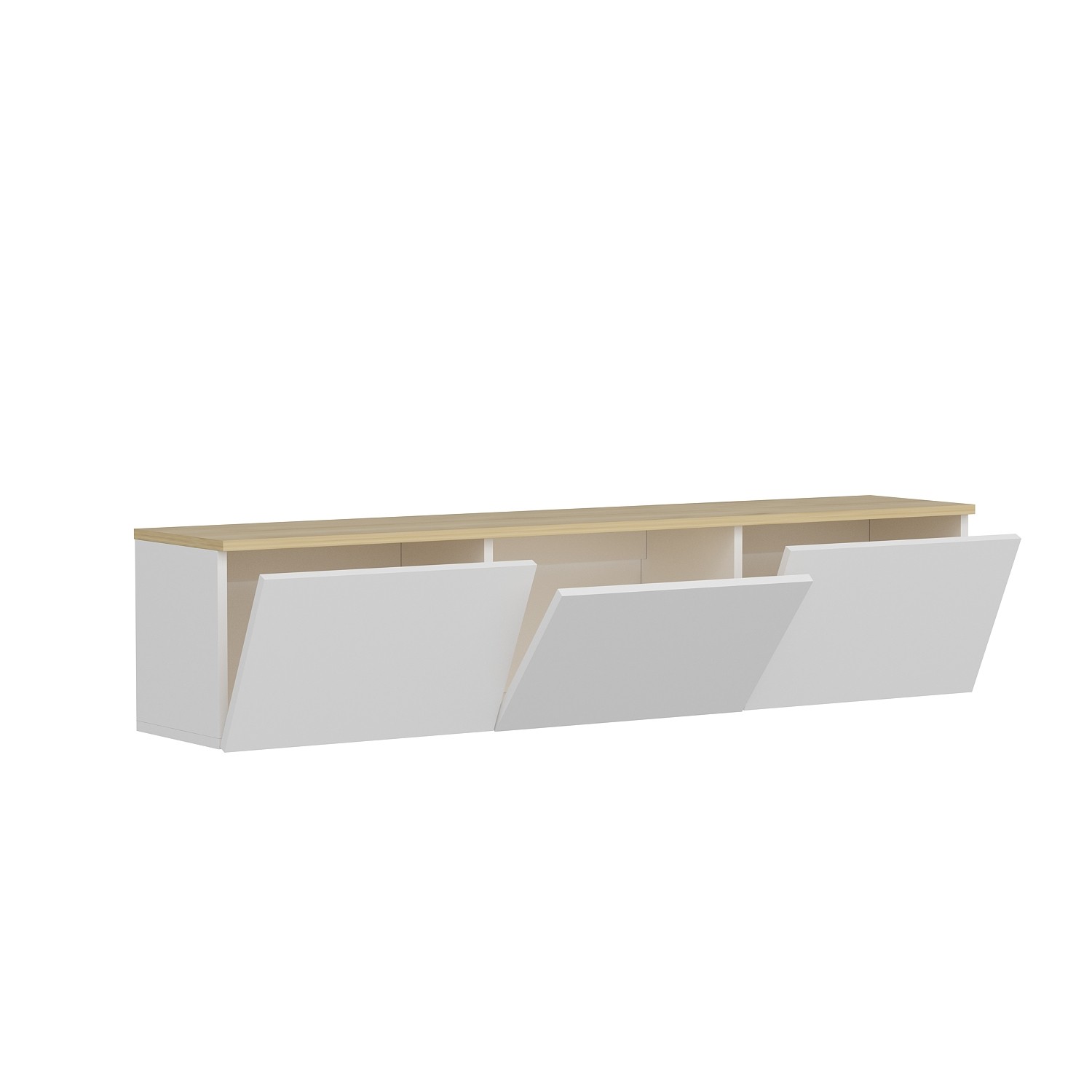 Neon Lowboard Holzfurnier Weiß