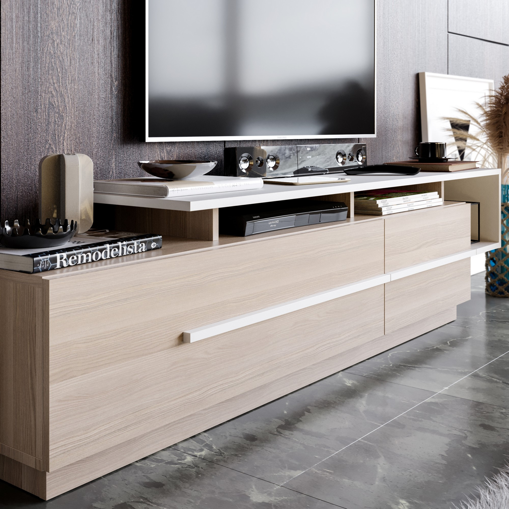 Pia Lowboard Holzfurnier Cordoba Weiß