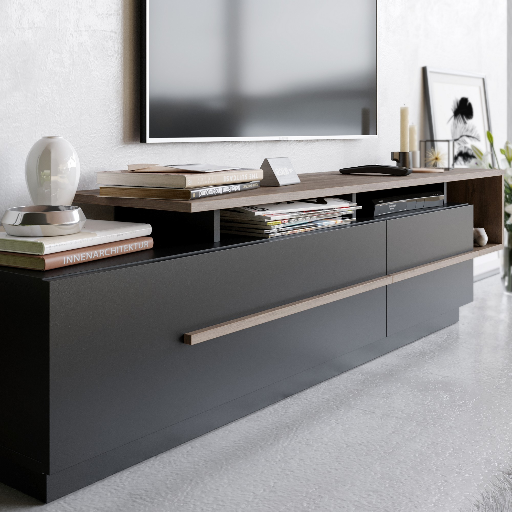 Pia Lowboard Holzfurnier Schwarz