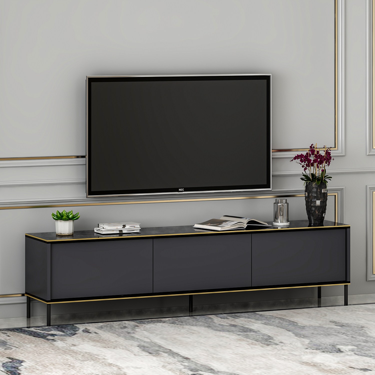 Imaj Lowboard Wood veneer Anthracite