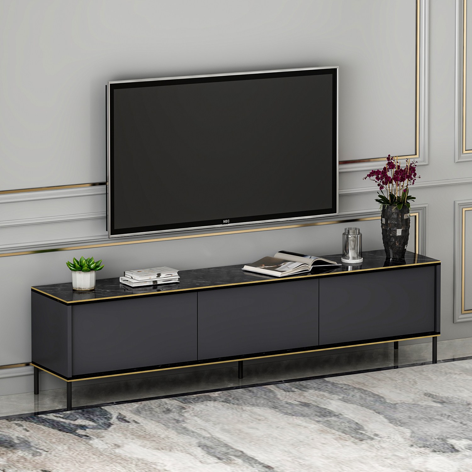 Imaj Lowboard Wood veneer Anthracite