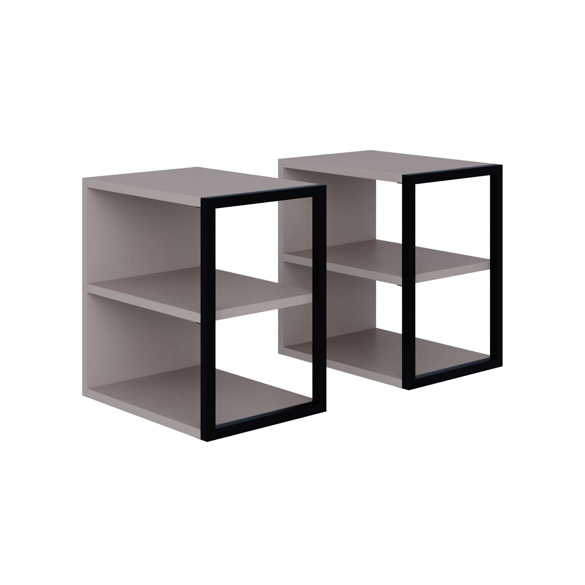 Echo Side Table Set Wood Veneer Light Mocha