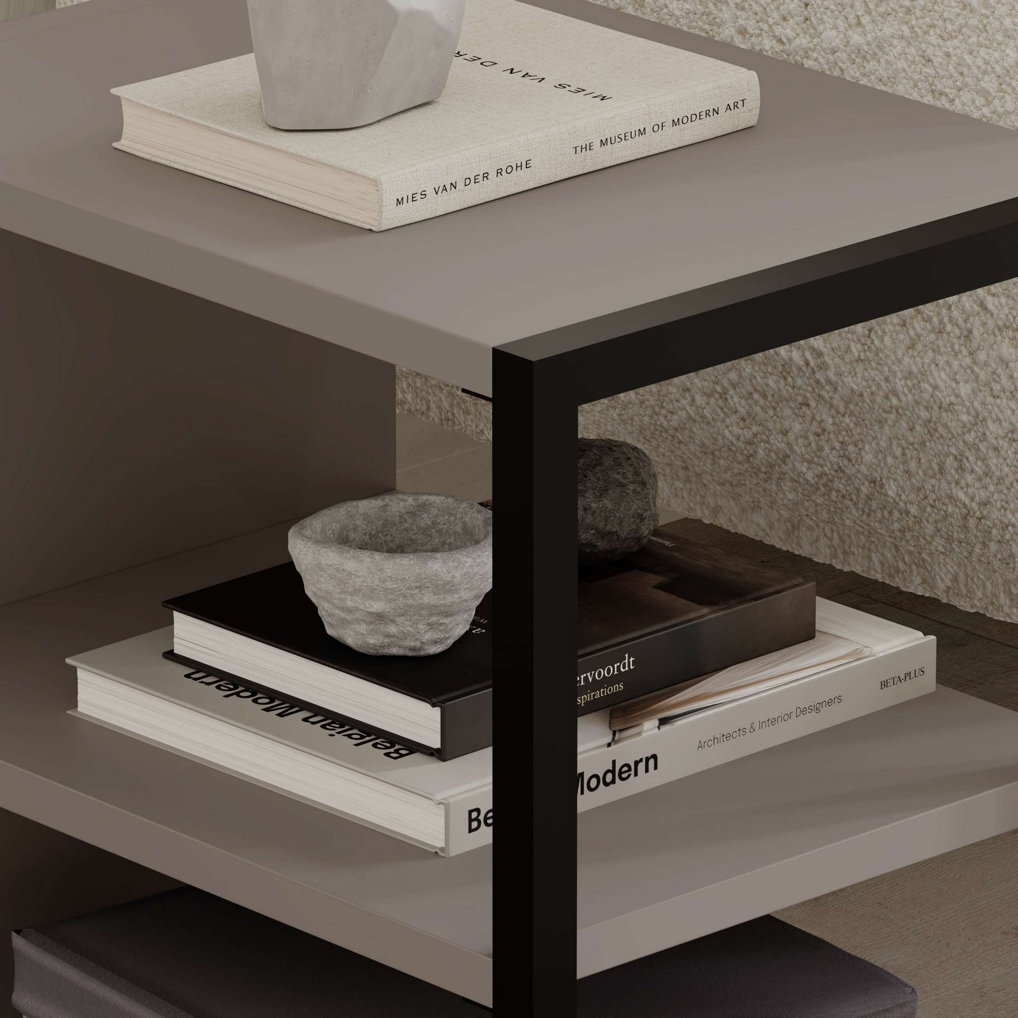 Echo Side Table Set Wood Veneer Light Mocha