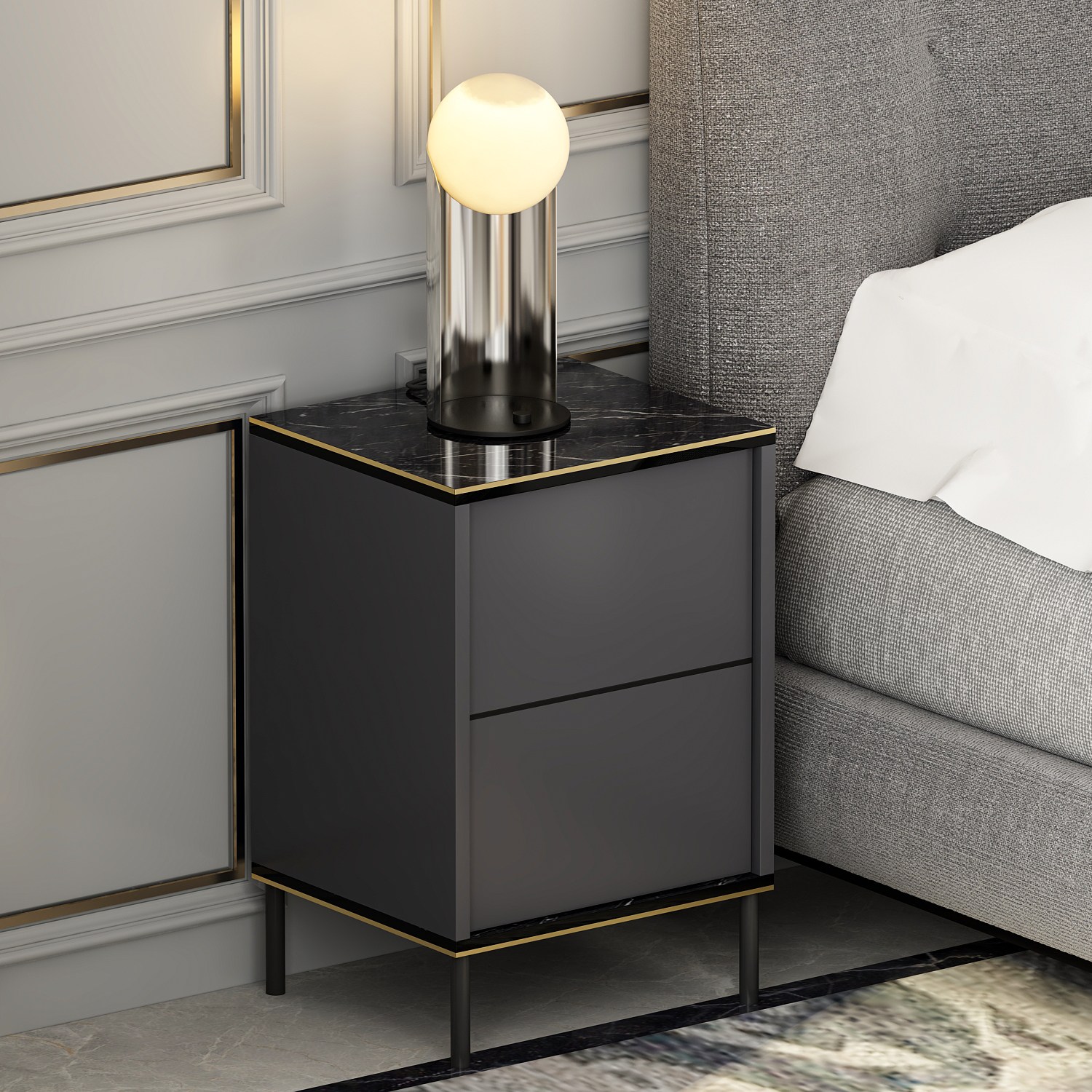 Imaj Nightstand Wood Veneer Anthracite