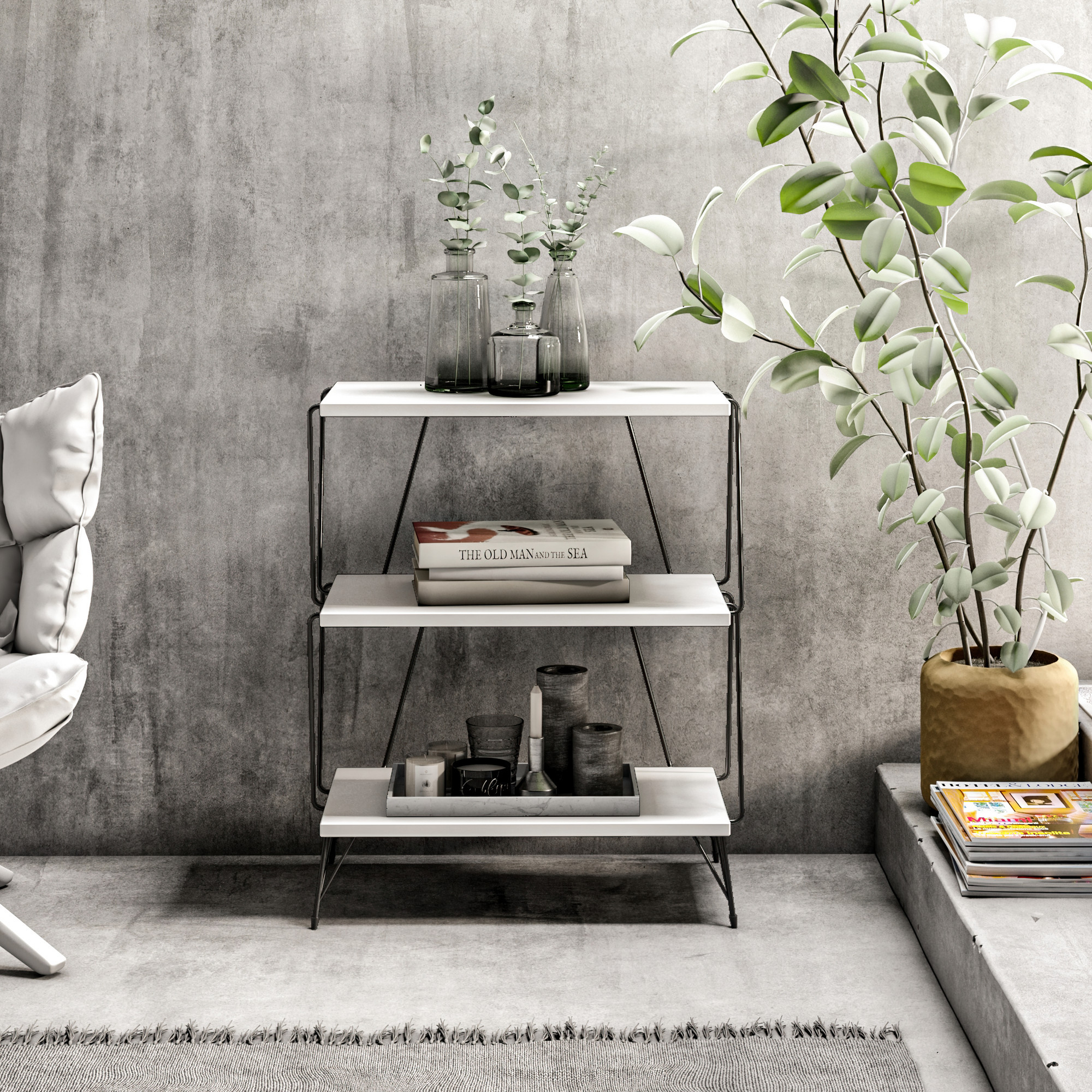 Lazandos Side table Wood veneer White