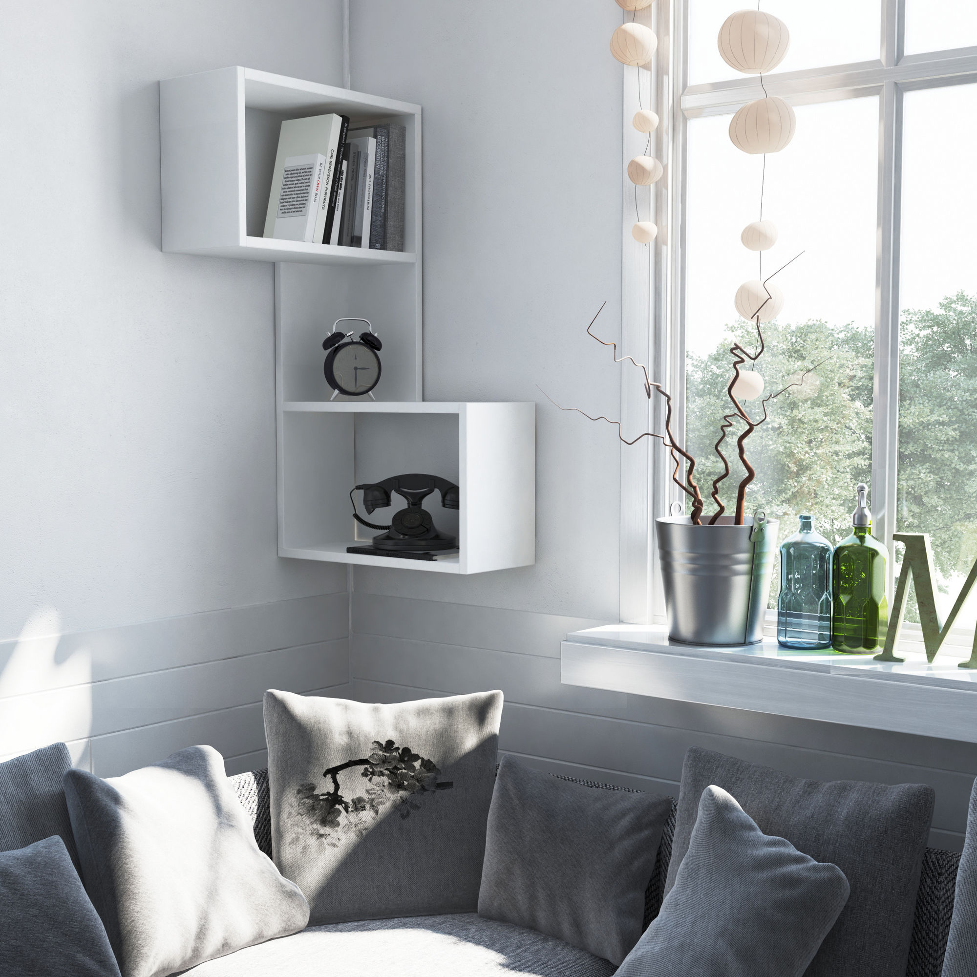 Part Shelf unit wood veneer White