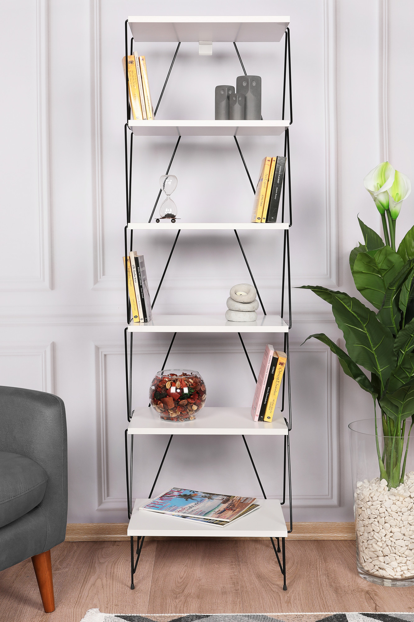 Balaban Bücherregal Holzfurnier Weiß