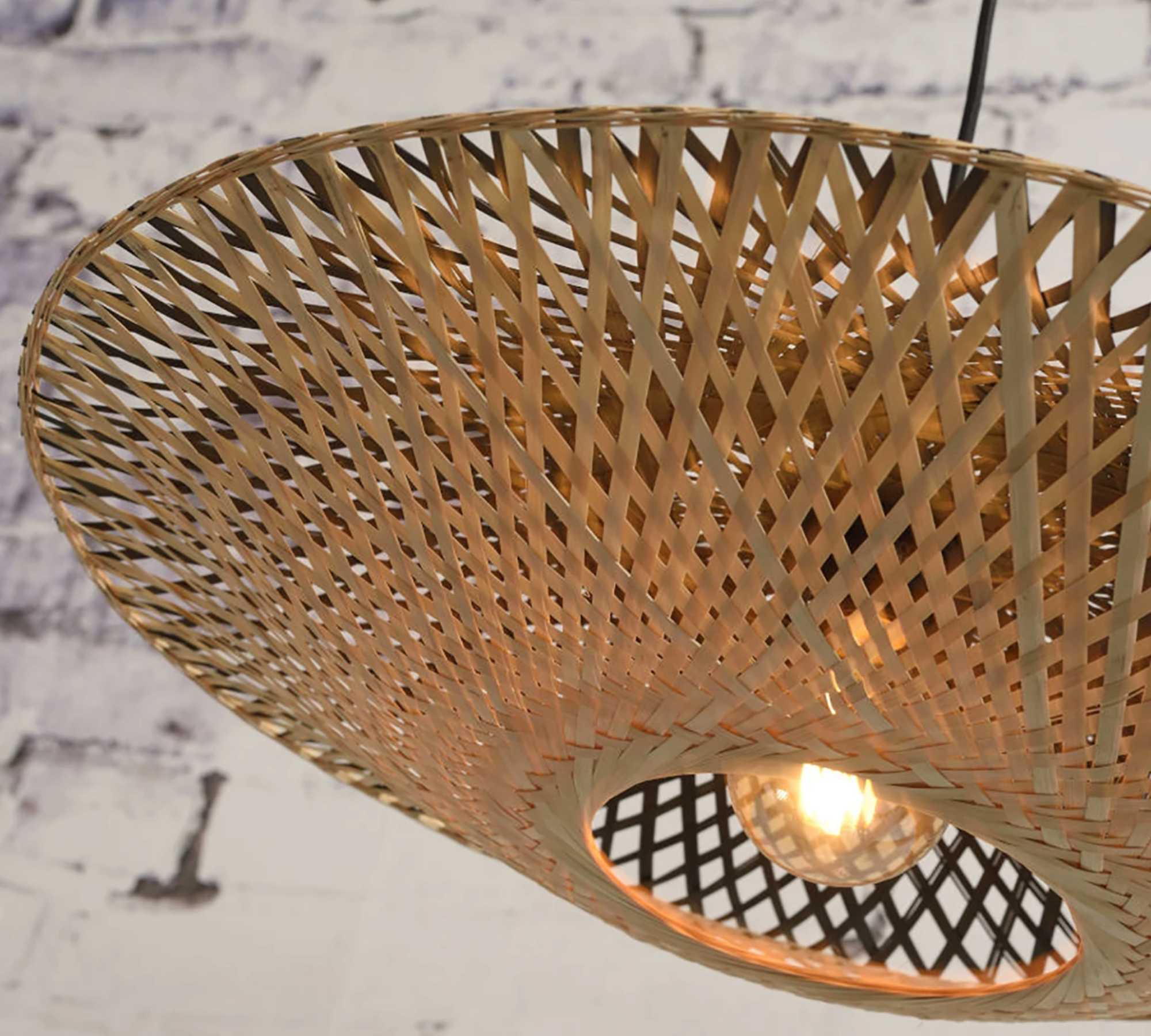 Pendant lamp 1-flame solid bamboo