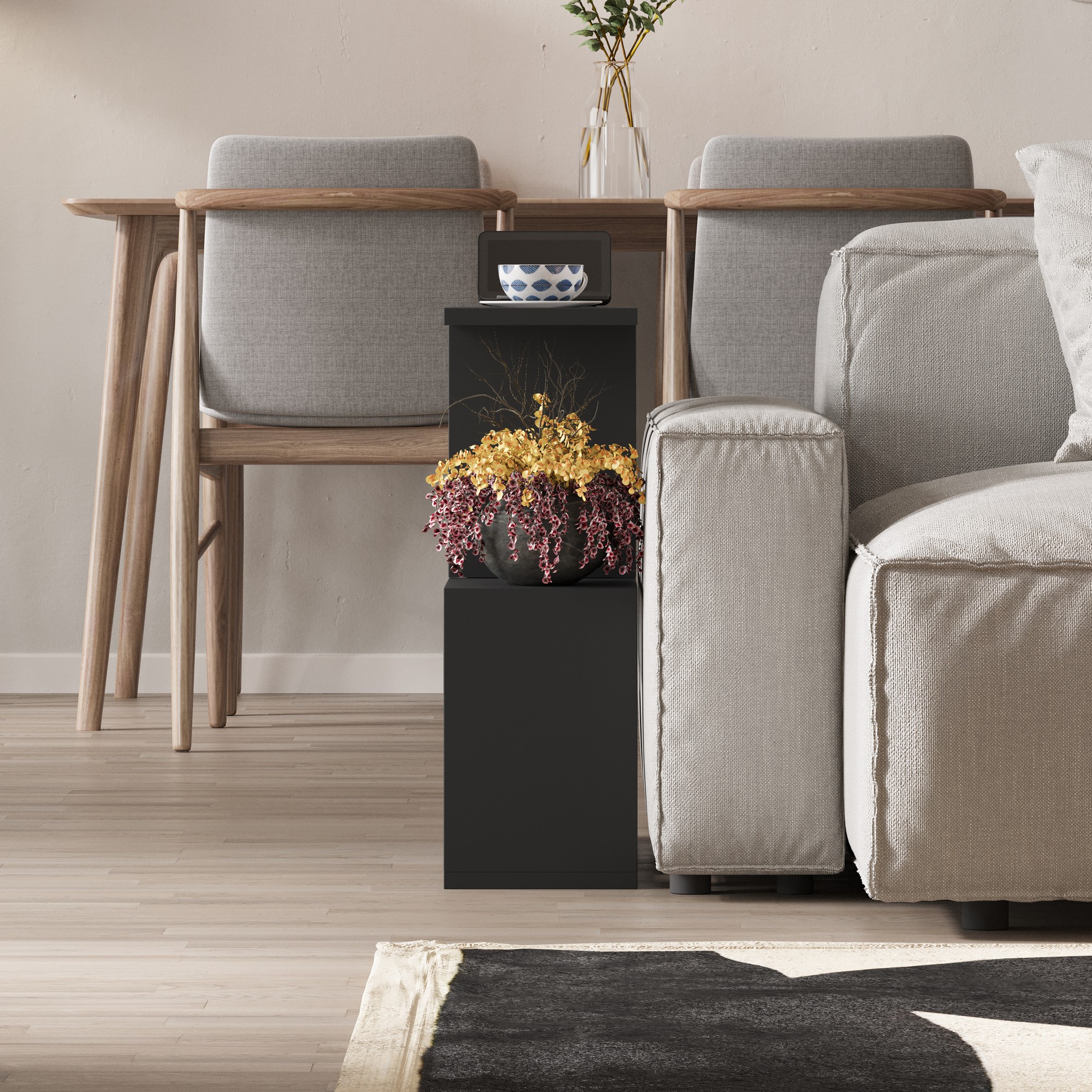 Homemania Tavolino impiallacciato legno Nero Silky