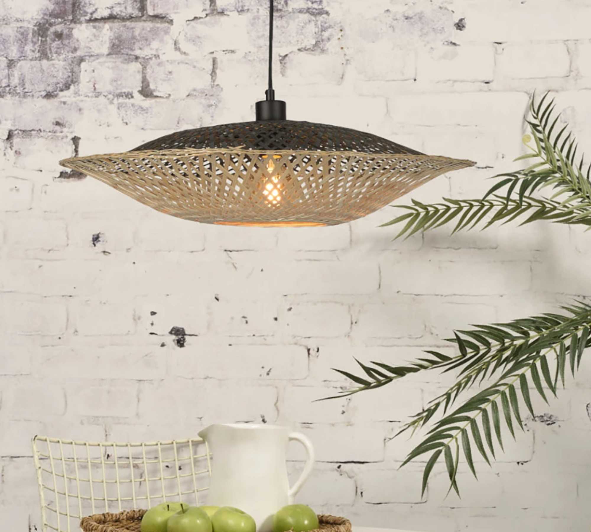 Pendant lamp 1-flame solid bamboo