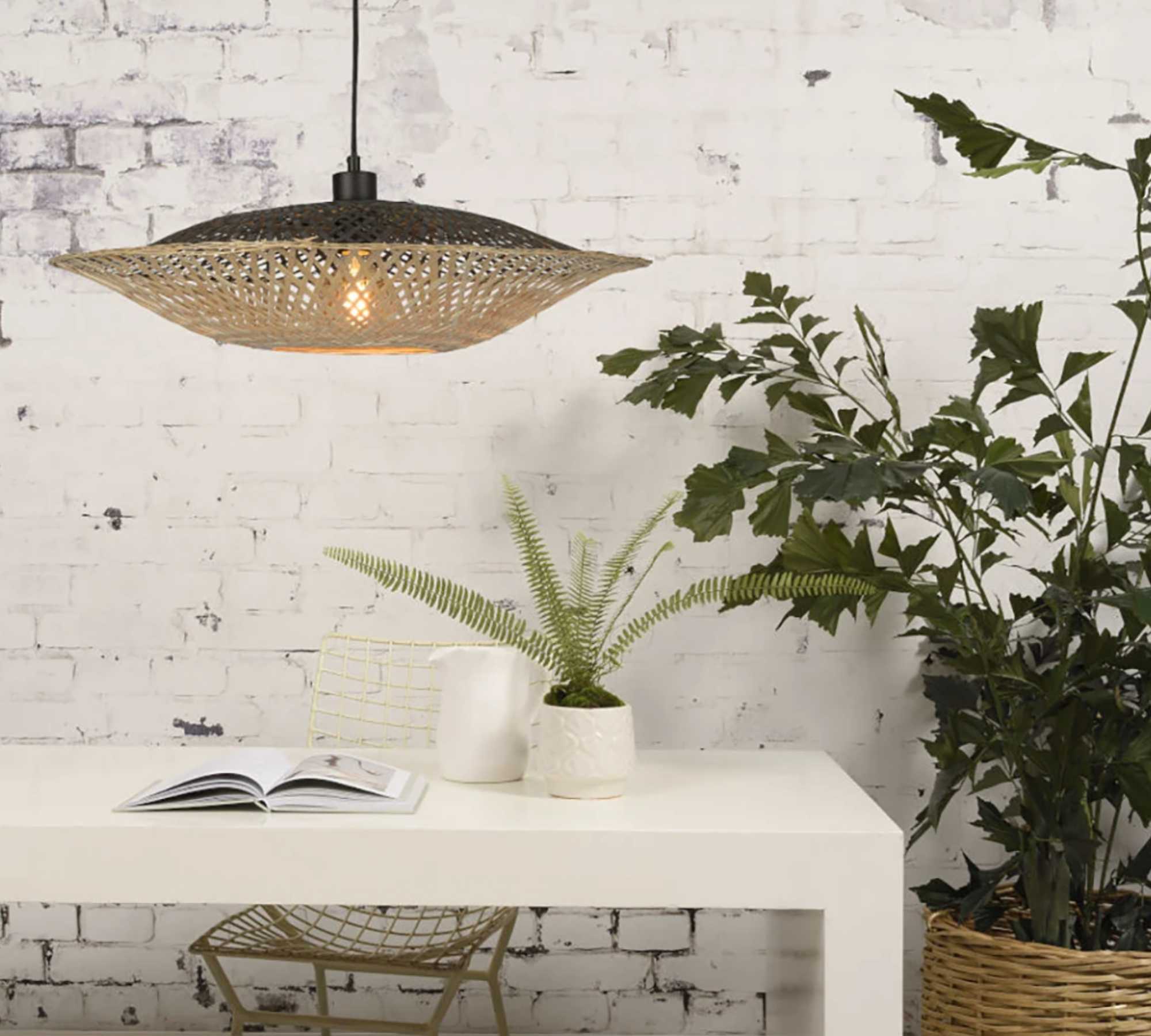 Pendant lamp 1-flame solid bamboo