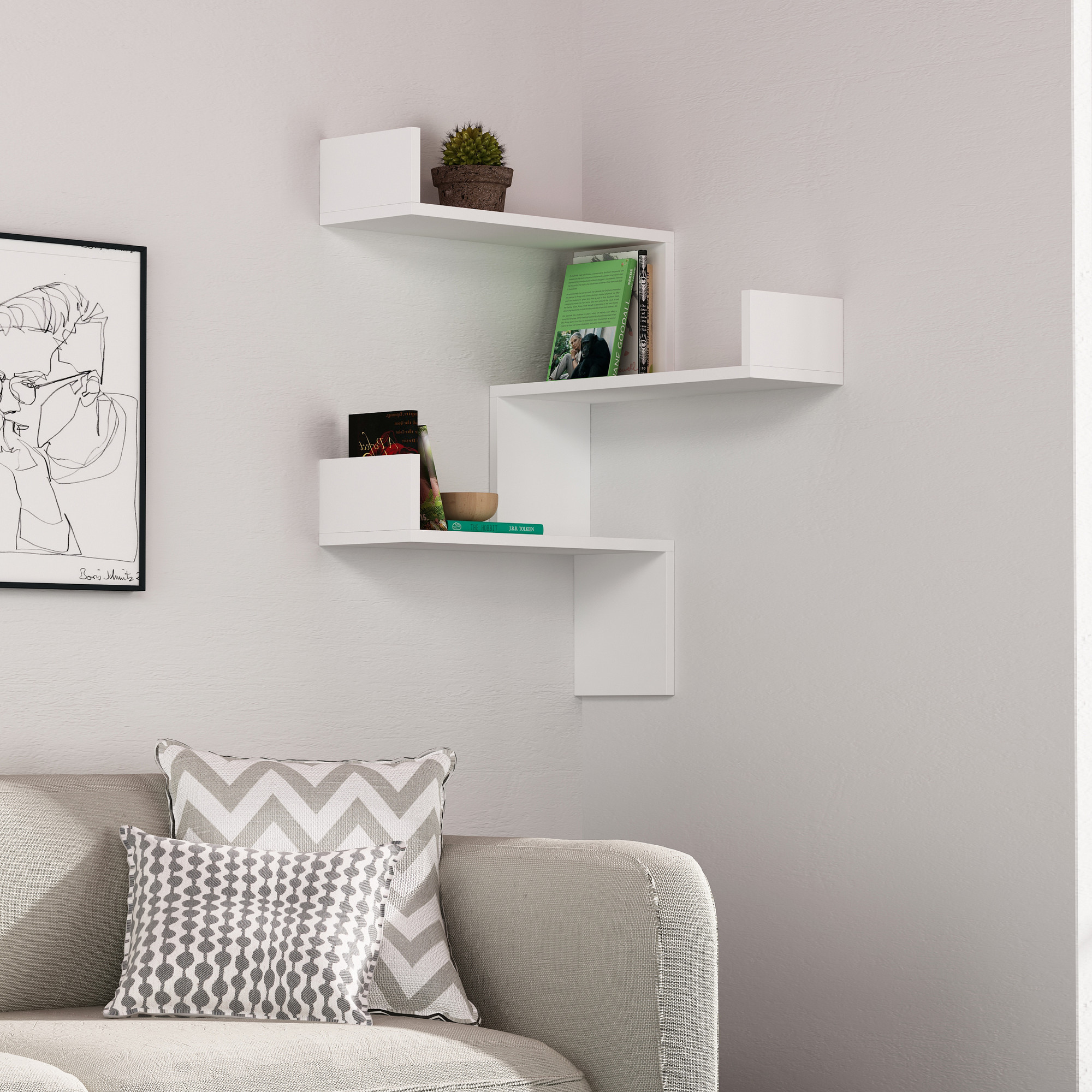 Luksa Wall Shelf Wood Veneer White