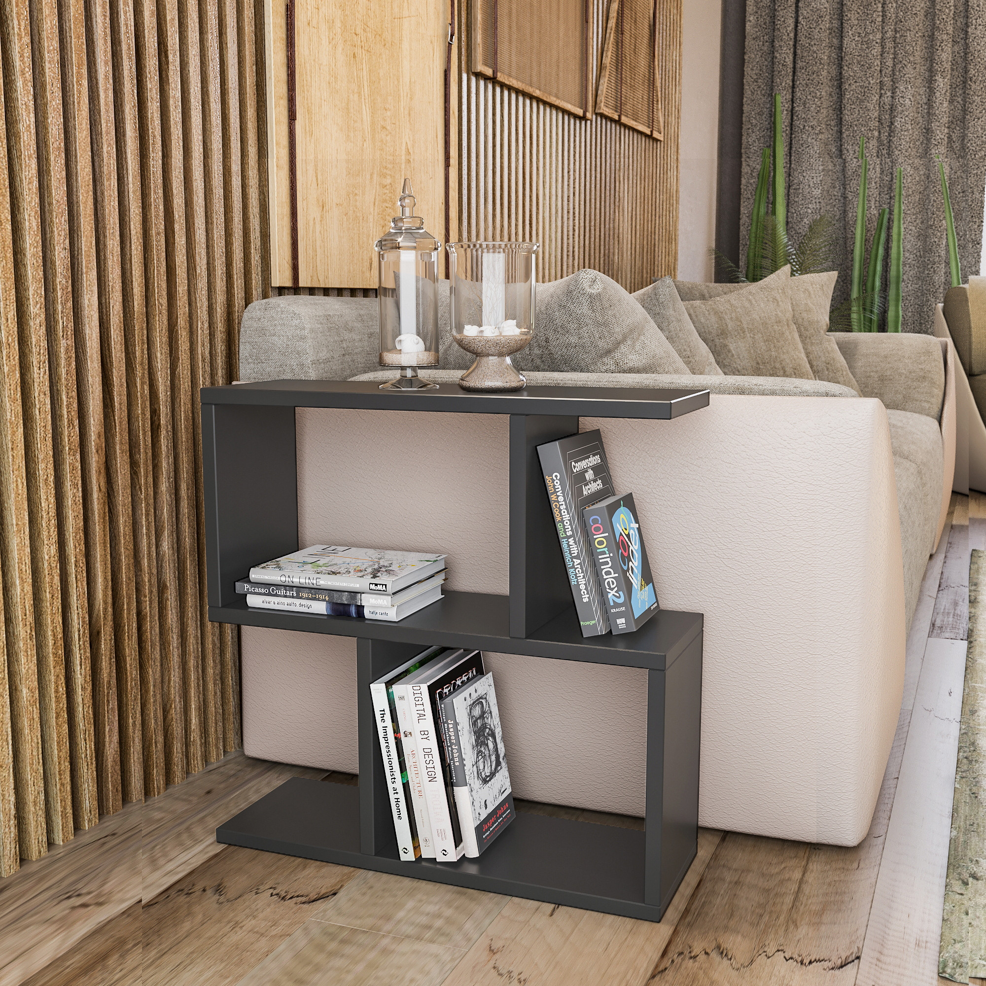 Life Beistelltisch Holzfurnier Anthrazit