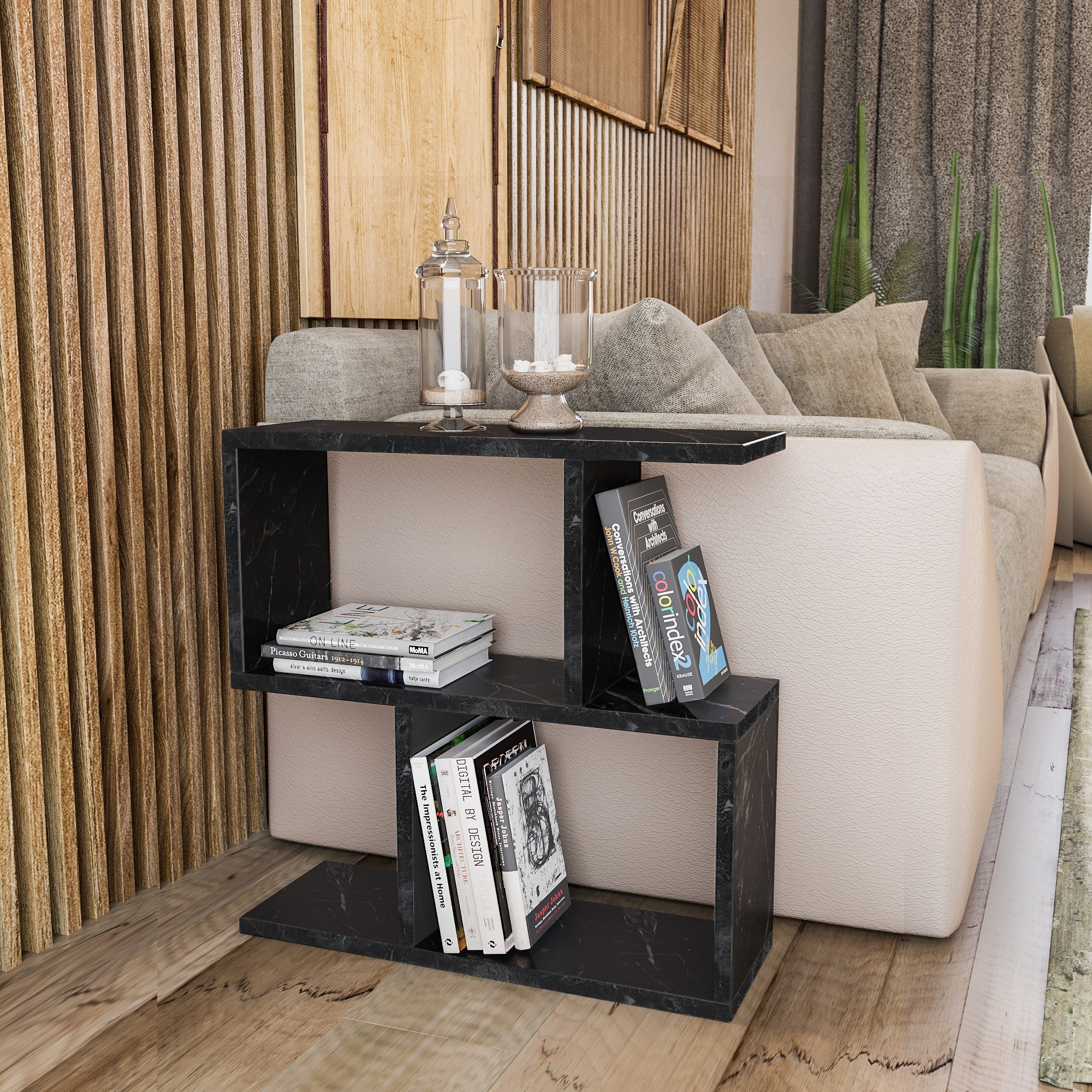 Life Side table Wood veneer Black