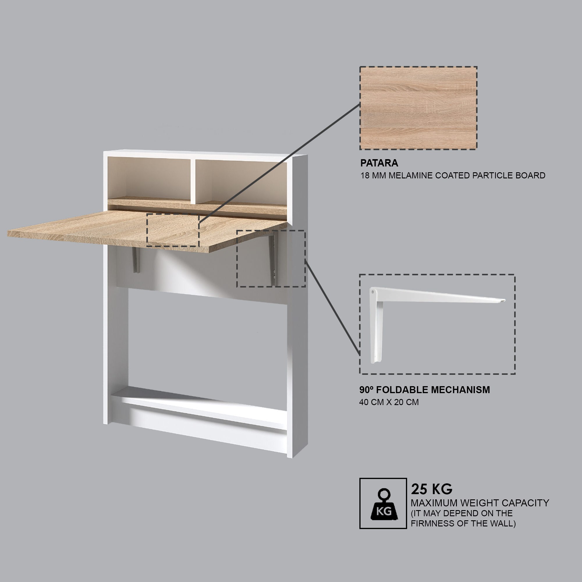 Bracked Folding Table Wood veneer Patara