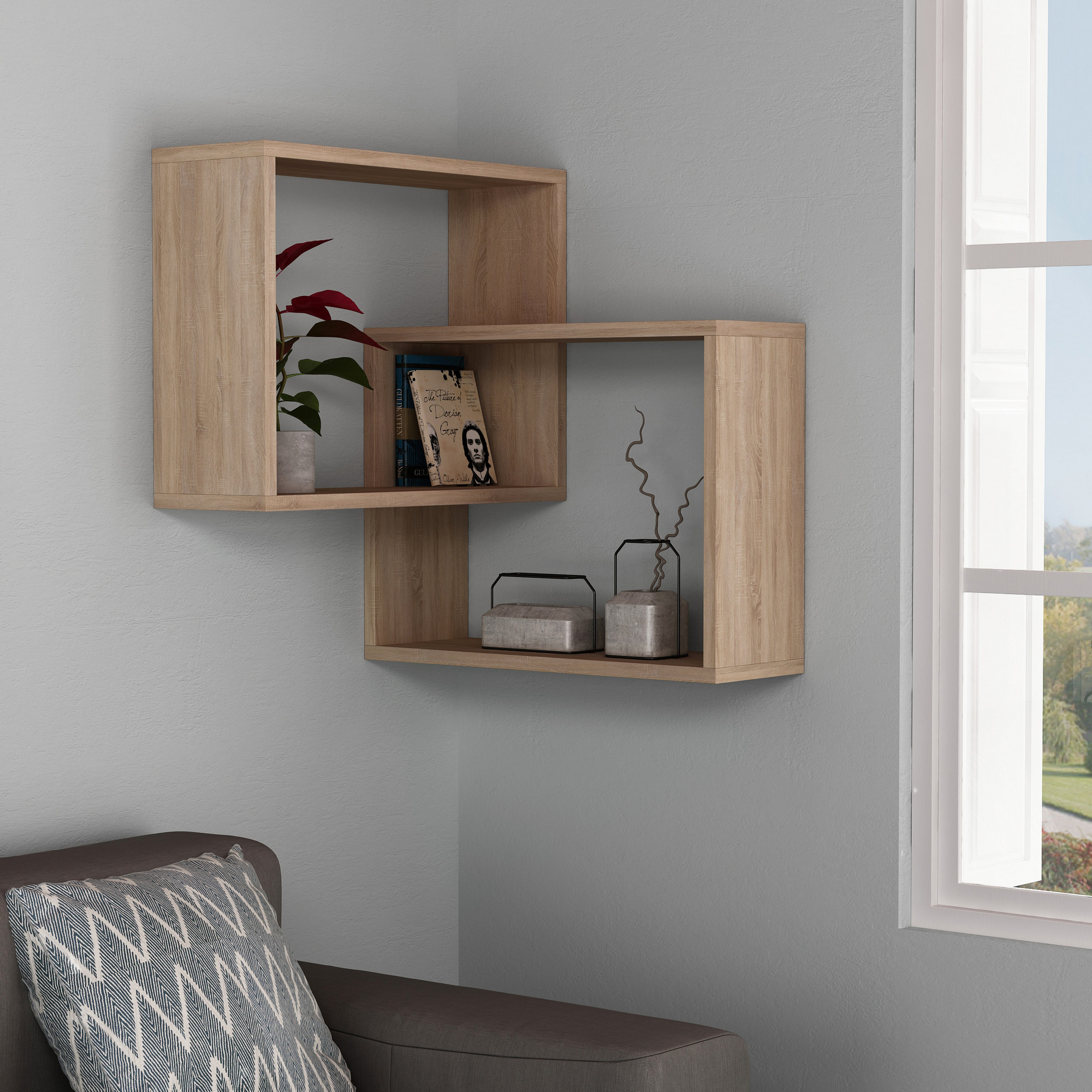 Ring wall shelf wood veneer