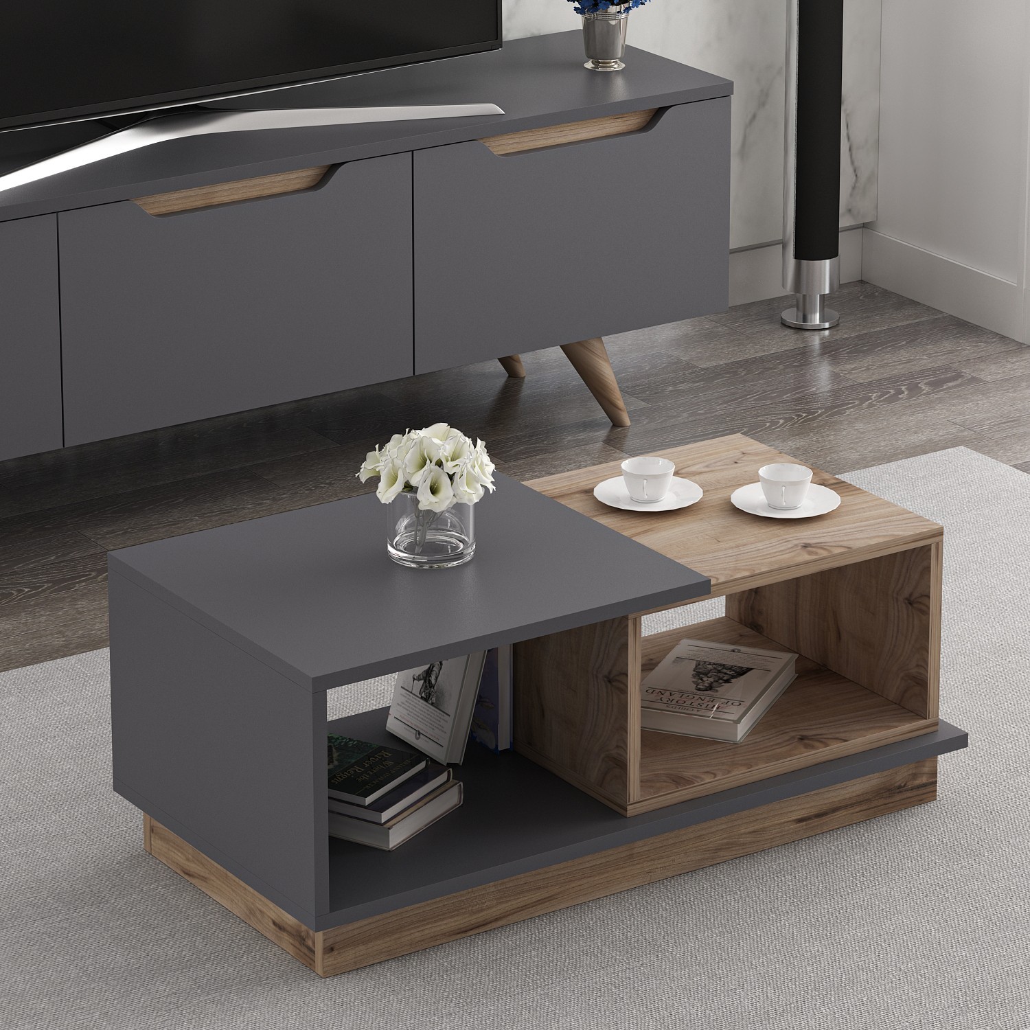 Consept Coffee table wood veneer anthracite