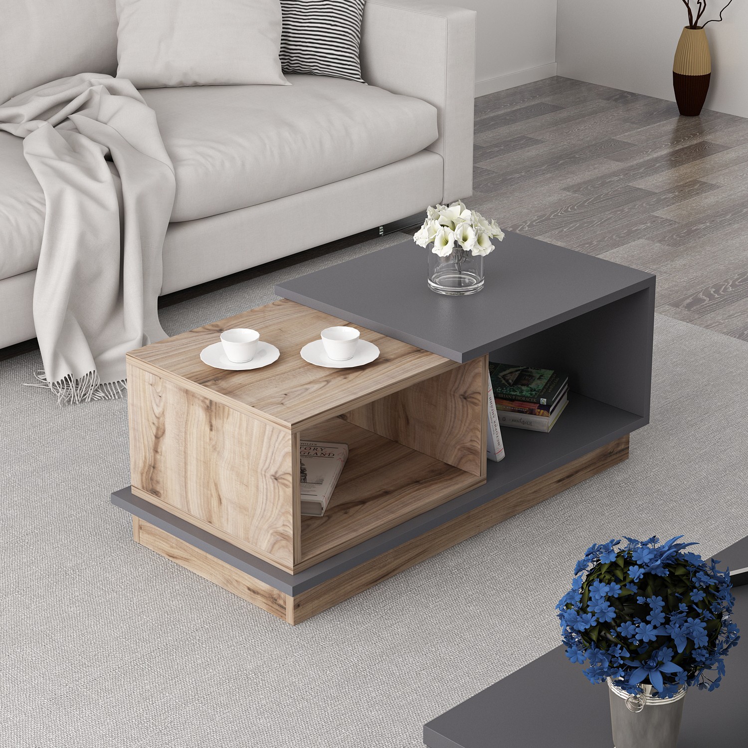 Consept Coffee table wood veneer anthracite