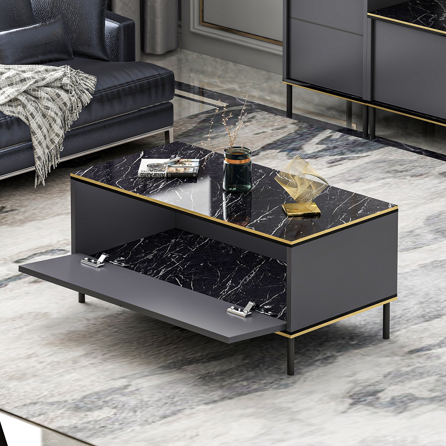 Imaj Couchtisch Holzfurnier Anthrazit