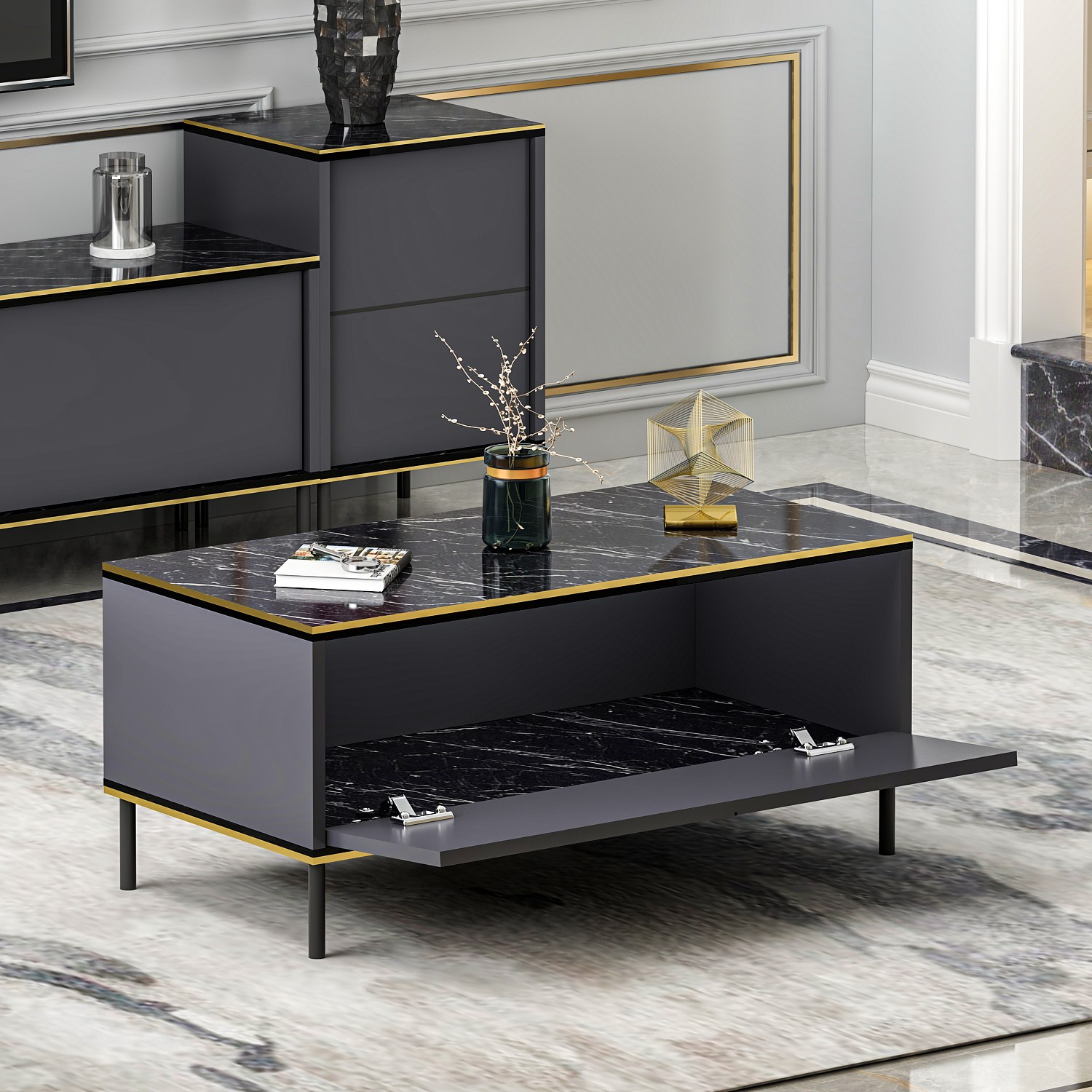 Imaj Coffee table wood veneer anthracite