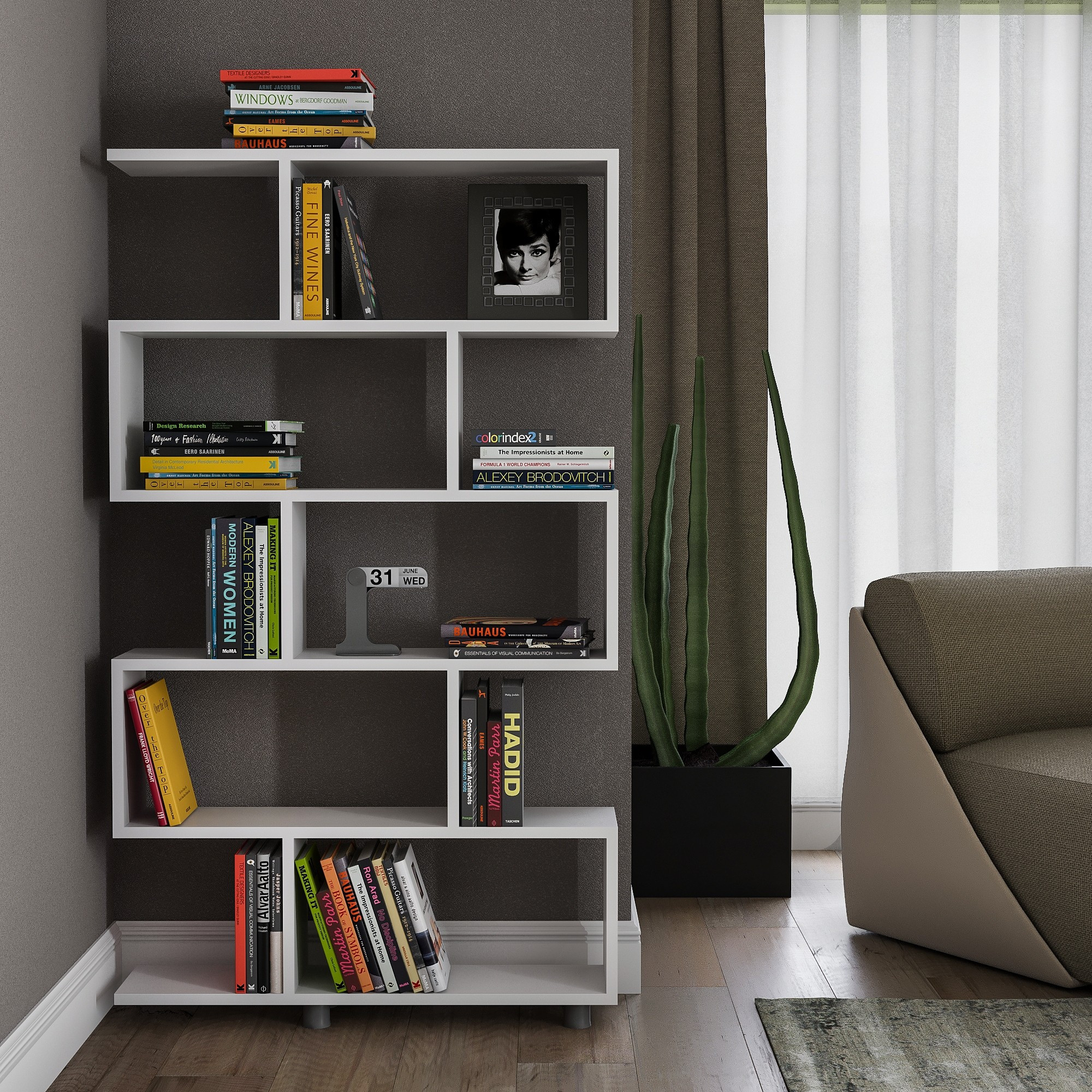 Elif Bookshelf Wood Veneer White