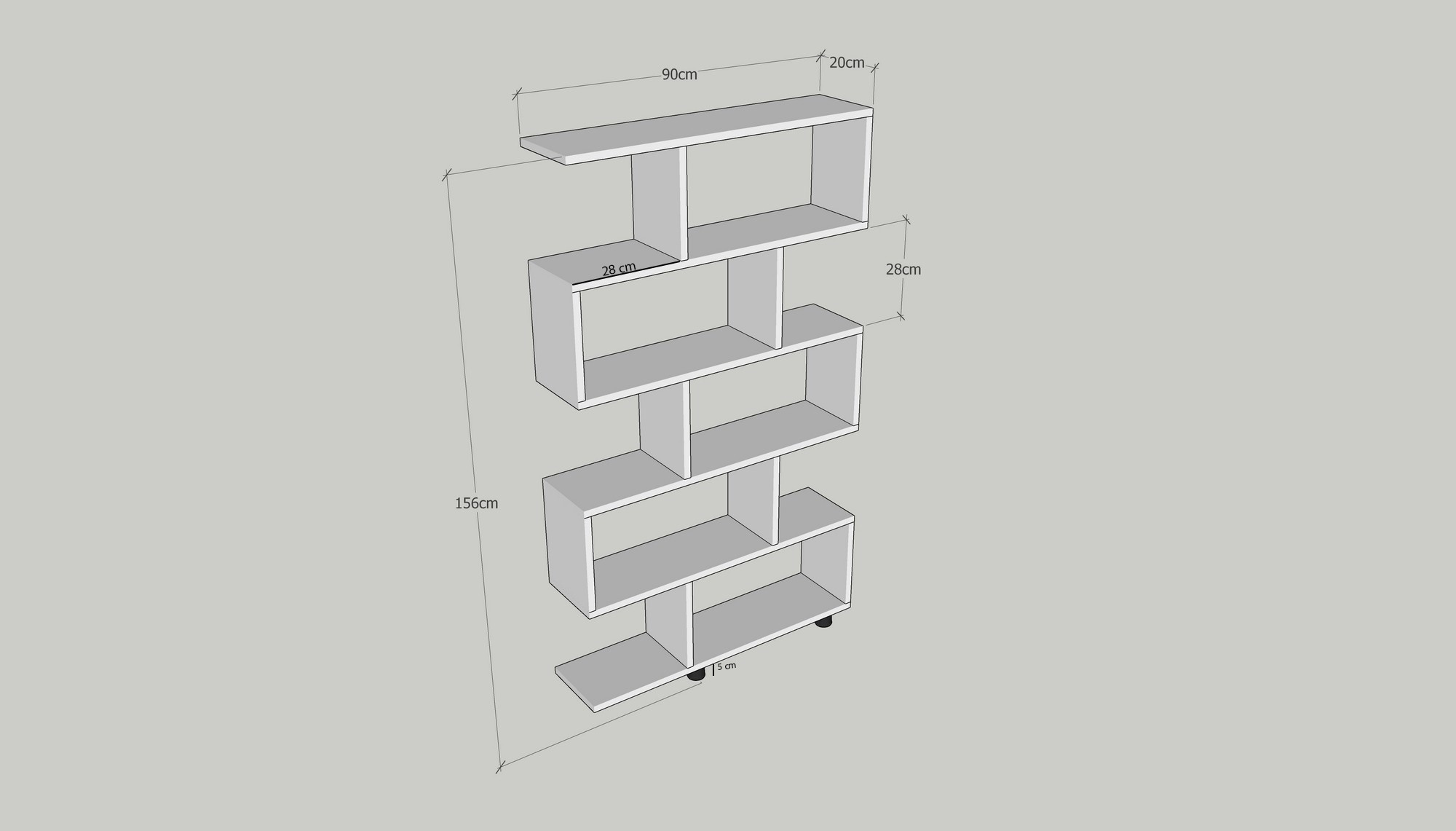 Elif Bookshelf Wood Veneer White