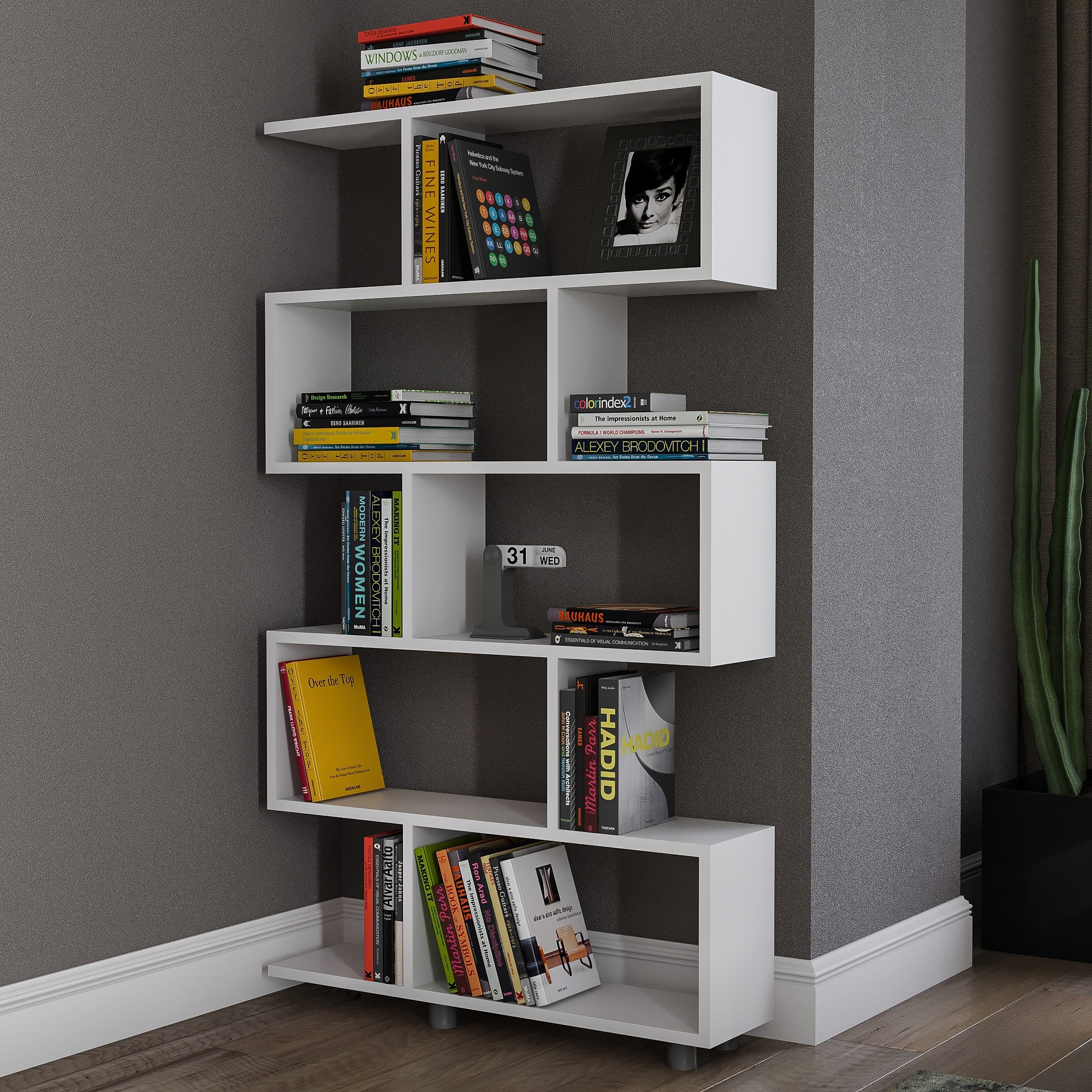 Elif Bücherregal Holzfurnier Weiß