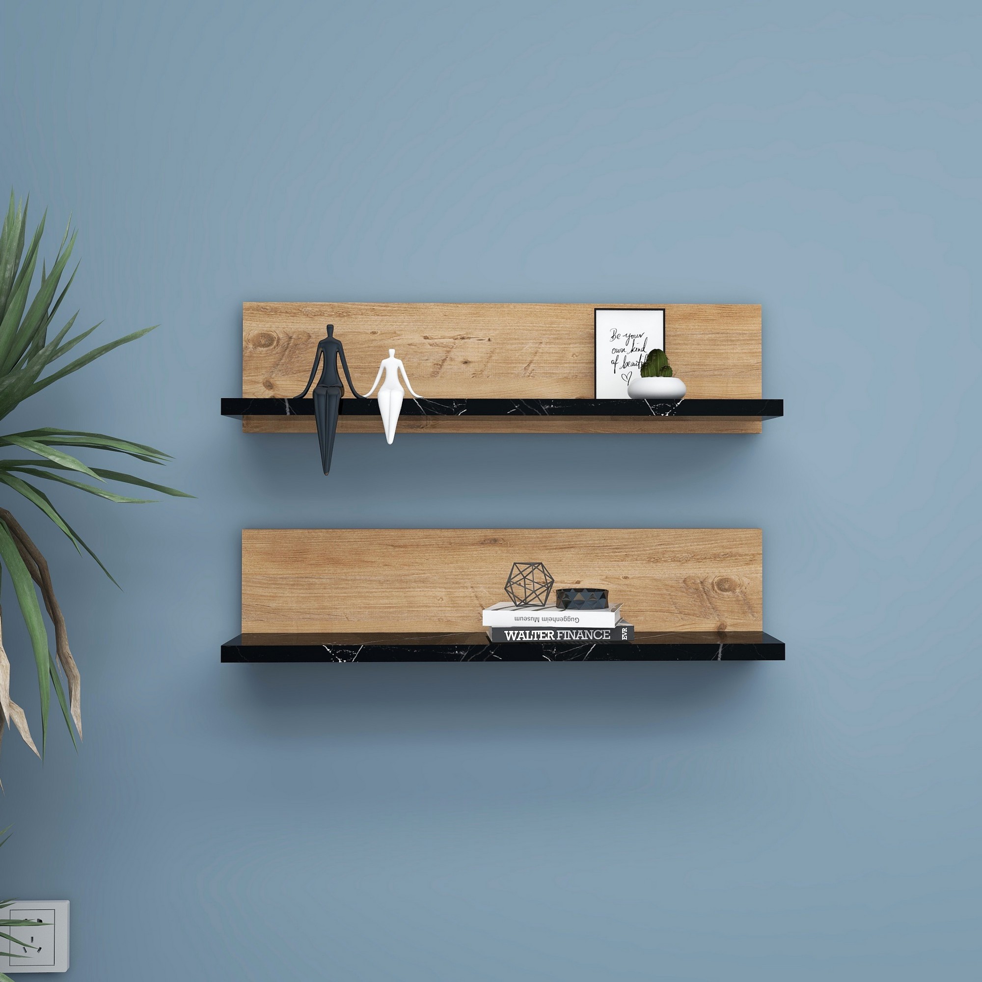 Shelf Wandregal Holzfurnier Schwarz