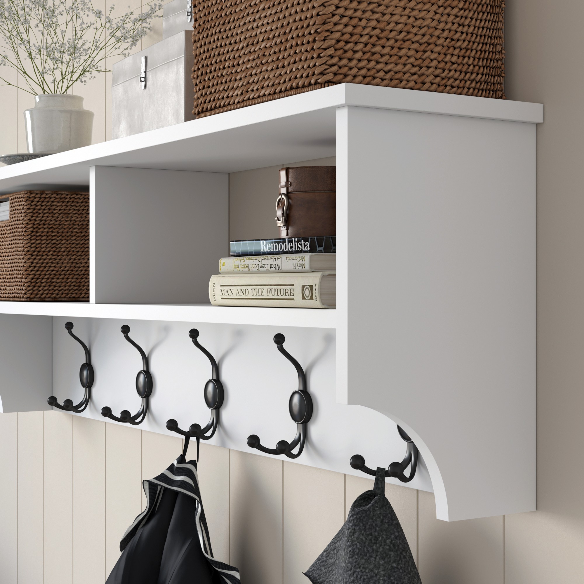 P2 Garderobe Holzfurnier Weiß